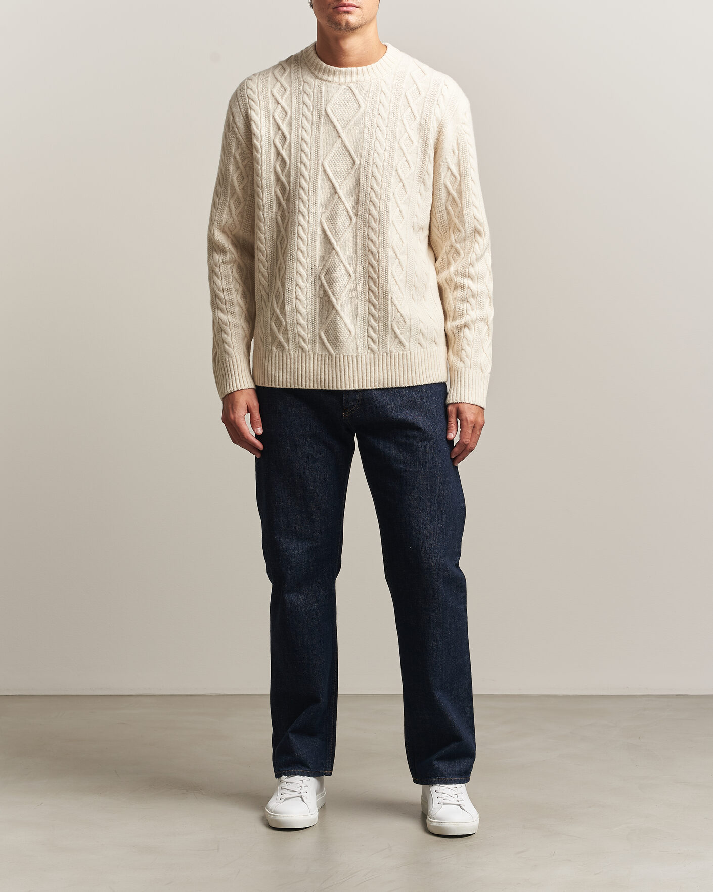 Herre | Gensere | BOSS ORANGE | Atreccio Wool Structured Knitted Sweater Open White