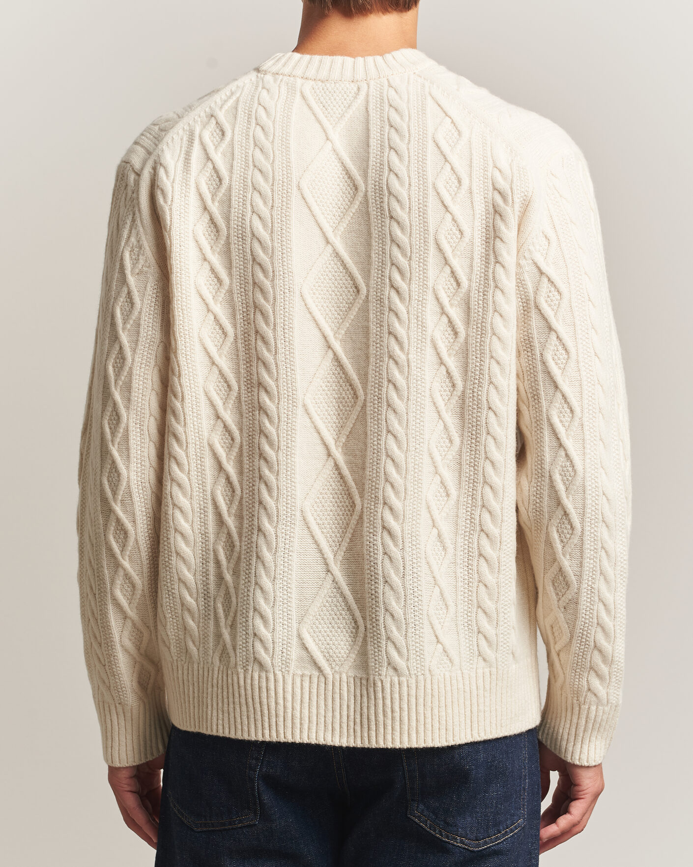 Herre | Gensere | BOSS ORANGE | Atreccio Wool Structured Knitted Sweater Open White