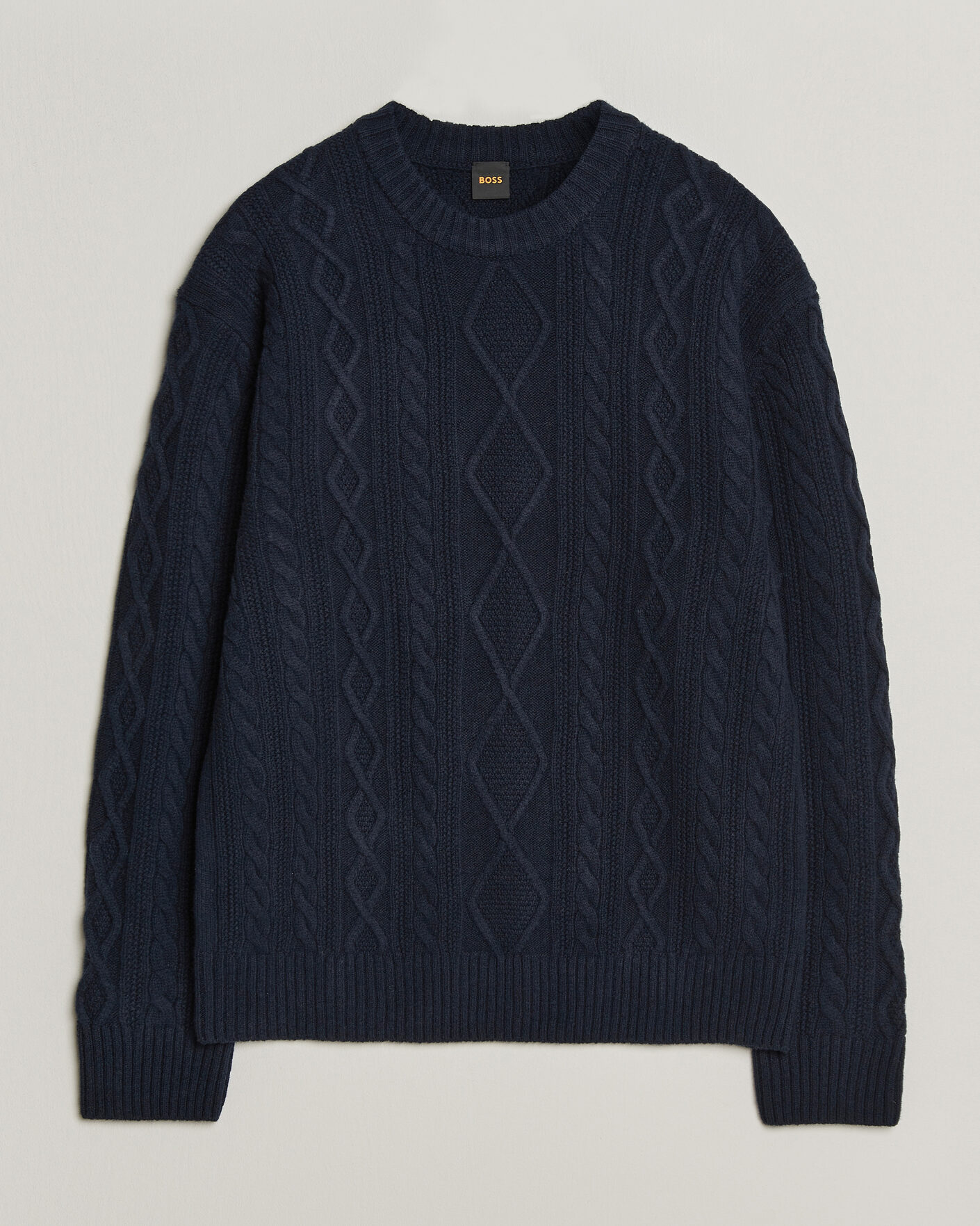 Herre | Gensere | BOSS ORANGE | Atreccio Wool Structured Knitted Sweater Dark Blue