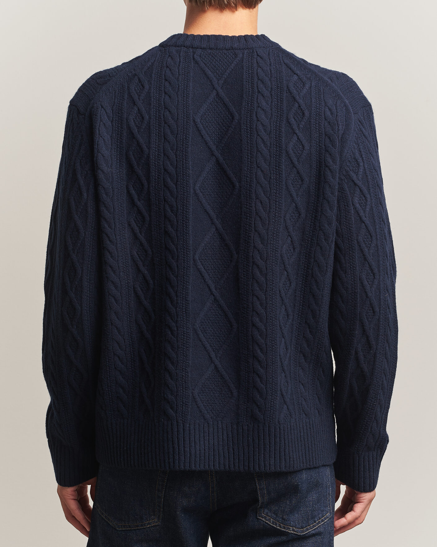 Herre | Gensere | BOSS ORANGE | Atreccio Wool Structured Knitted Sweater Dark Blue
