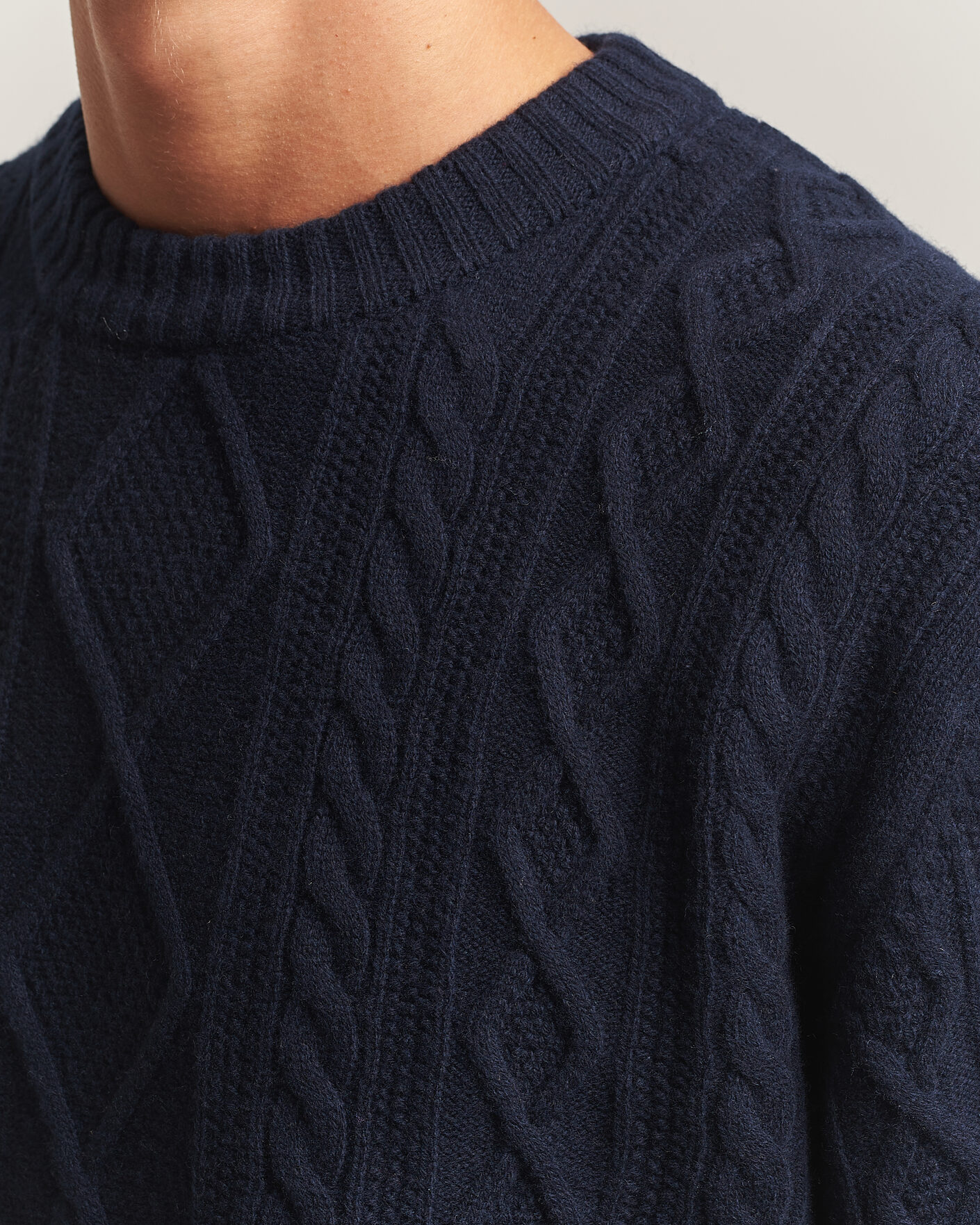 Herre | Gensere | BOSS ORANGE | Atreccio Wool Structured Knitted Sweater Dark Blue