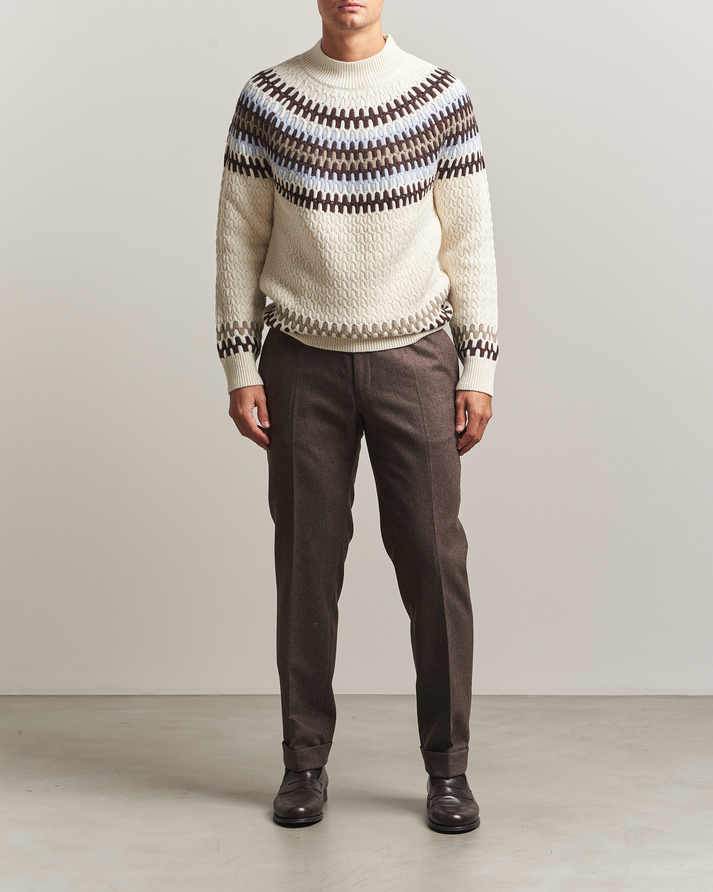 Herre | Gensere | BOSS BLACK | Fiotto Wool Fairisle Sweater Open White