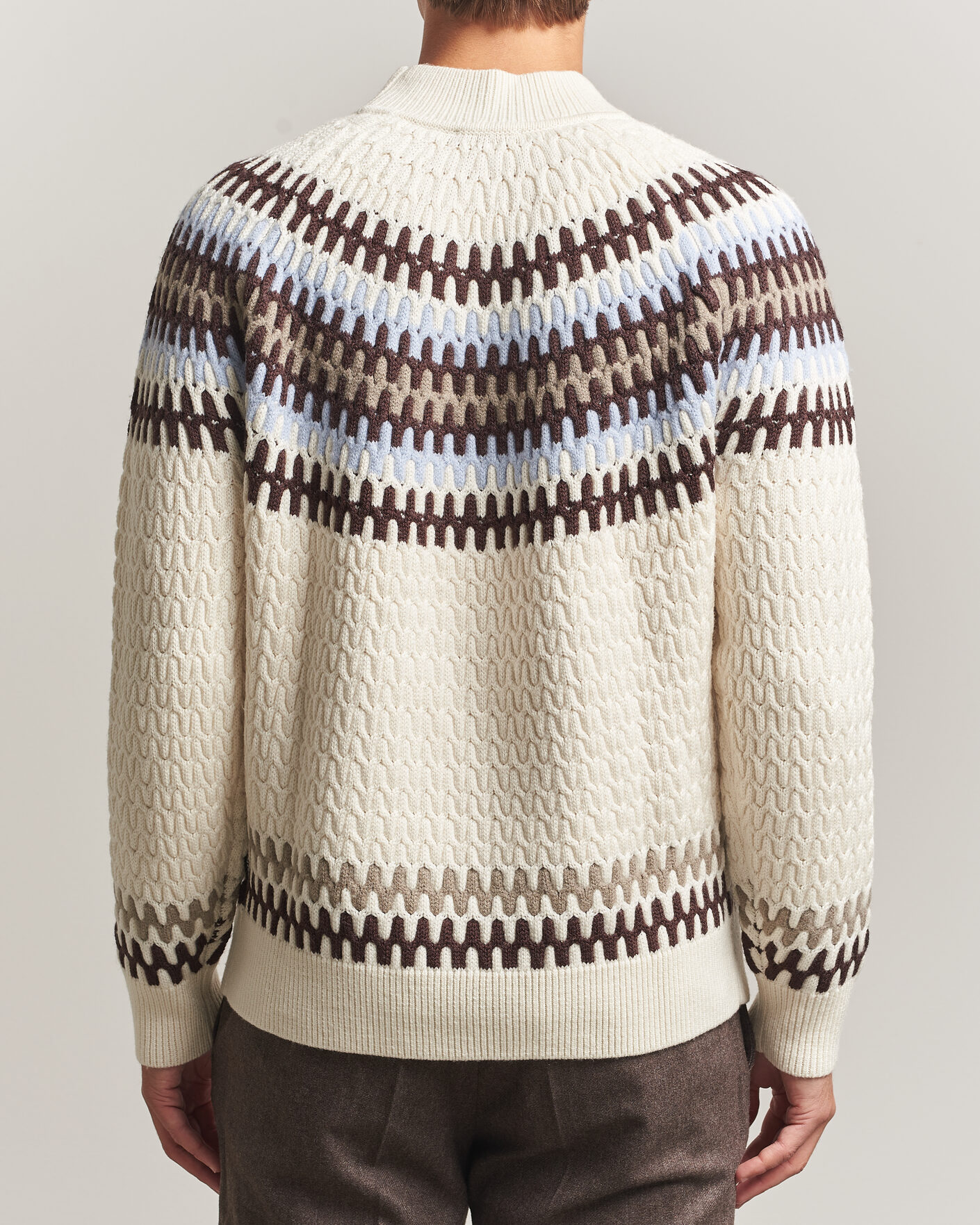 Herre | Gensere | BOSS BLACK | Fiotto Wool Fairisle Sweater Open White