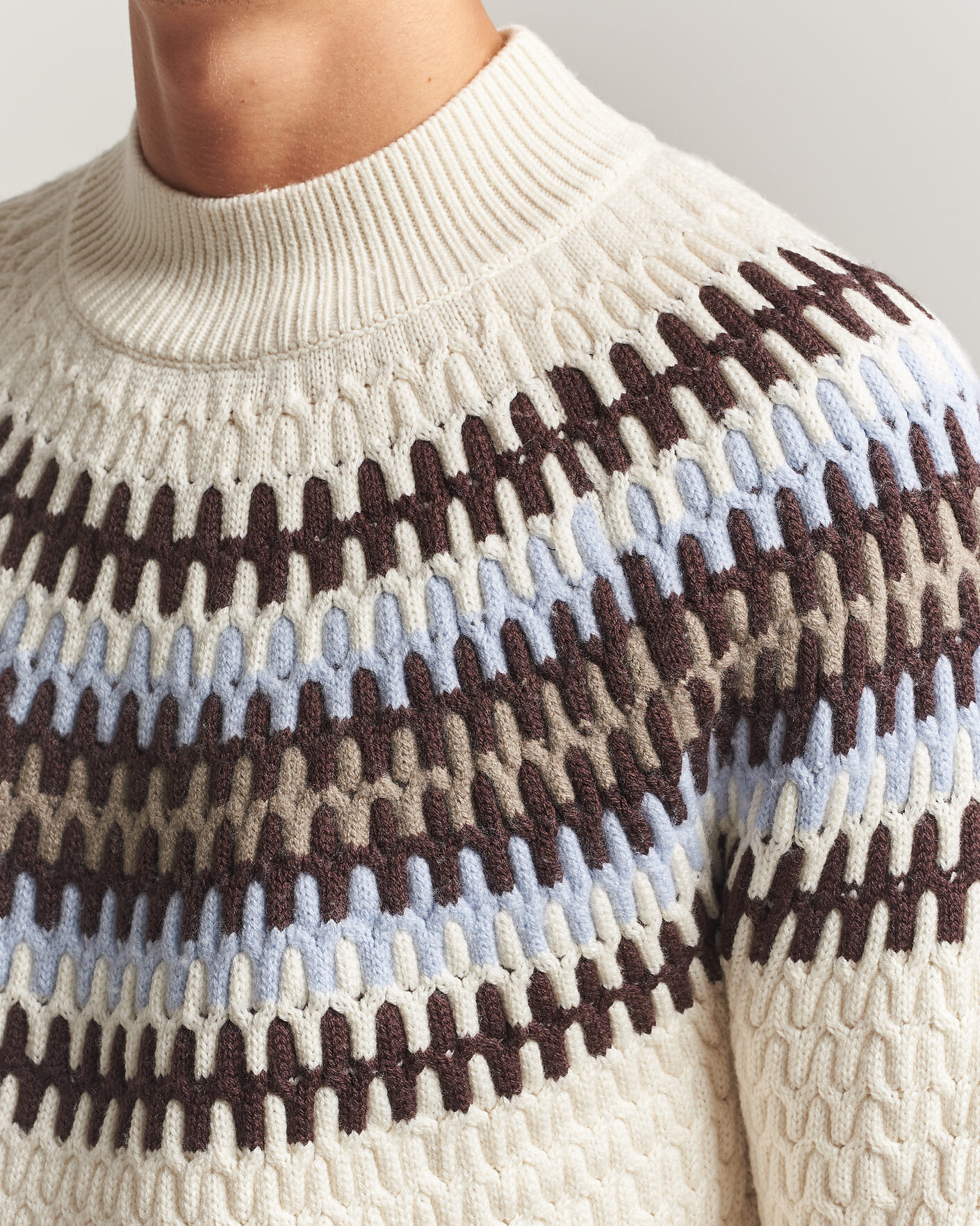 Herre | Gensere | BOSS BLACK | Fiotto Wool Fairisle Sweater Open White
