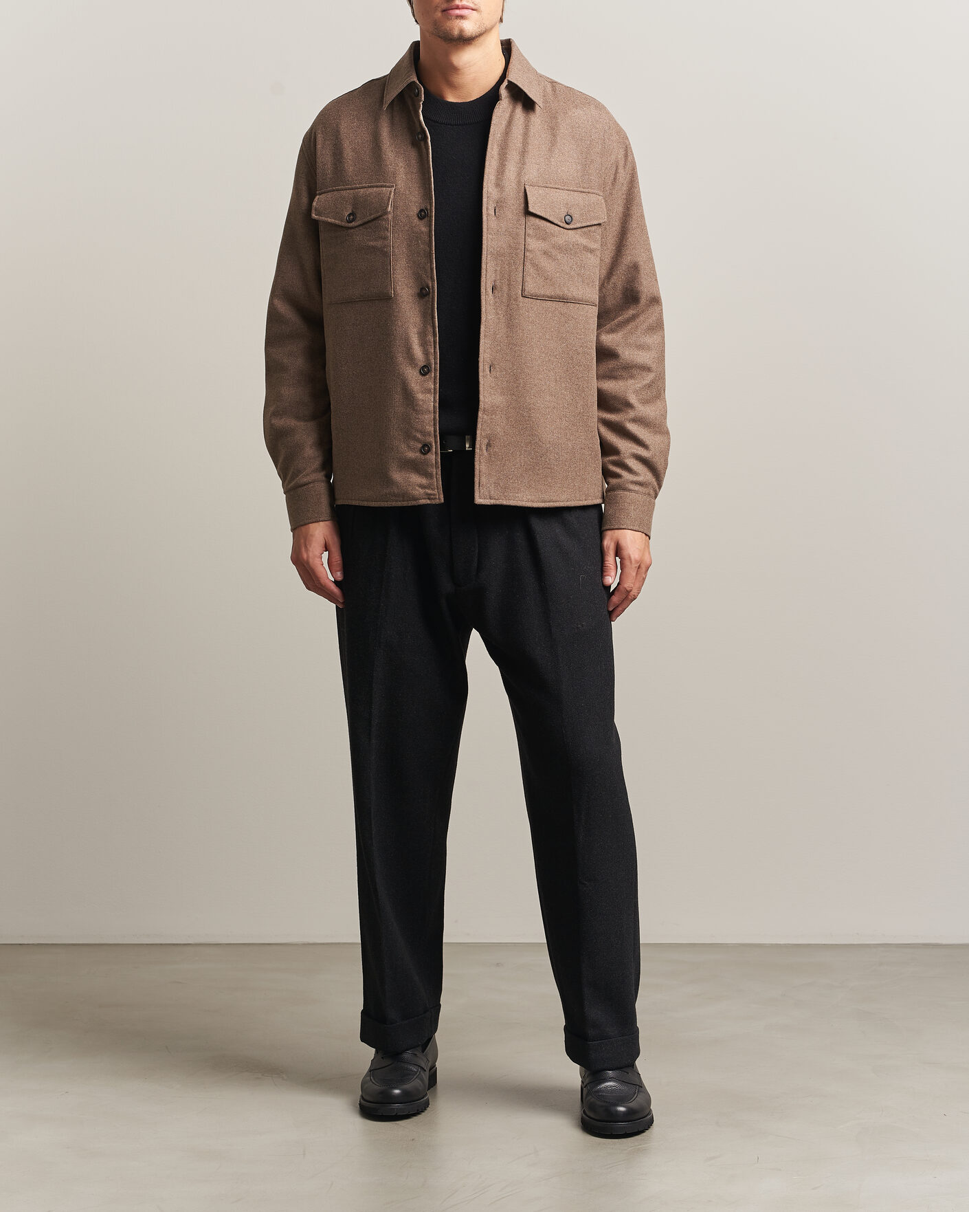 Herre | Skjorter | BOSS BLACK | Colin Brushed Pocket Overshirt Open Brown