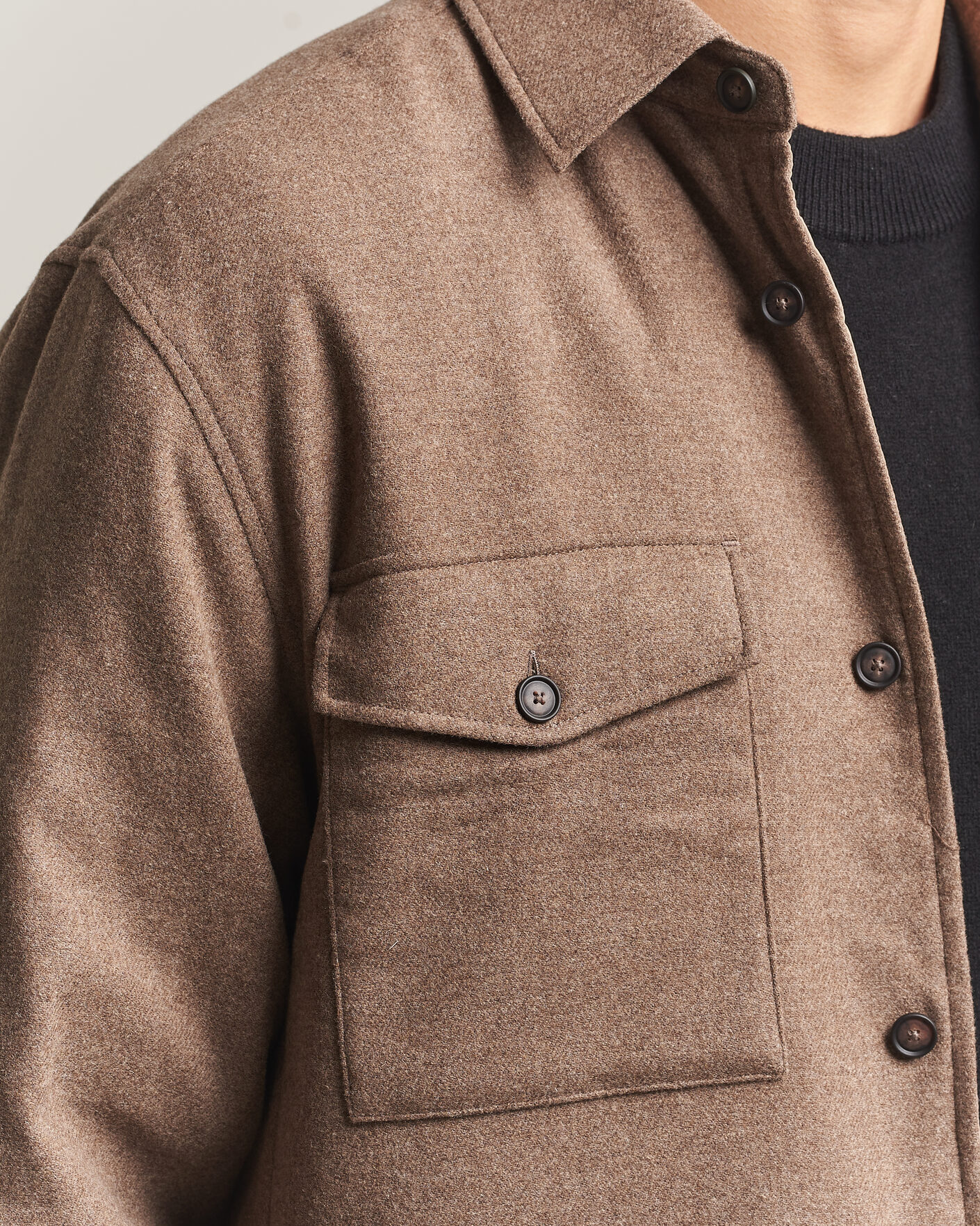 Herre | Skjorter | BOSS BLACK | Colin Brushed Pocket Overshirt Open Brown