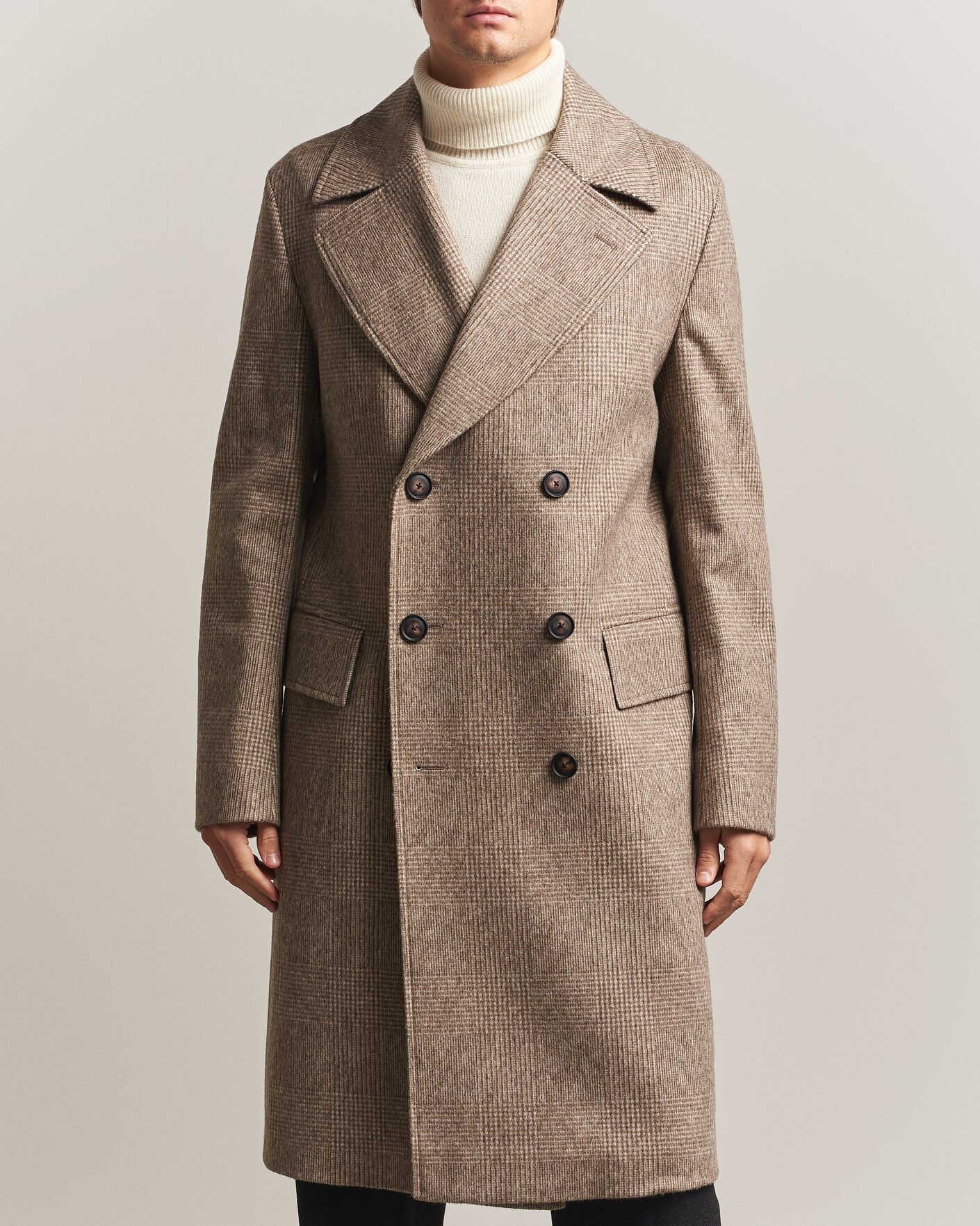 Herre | Jakker | BOSS BLACK | Jared Wool Double Breasted Coat Open Brown