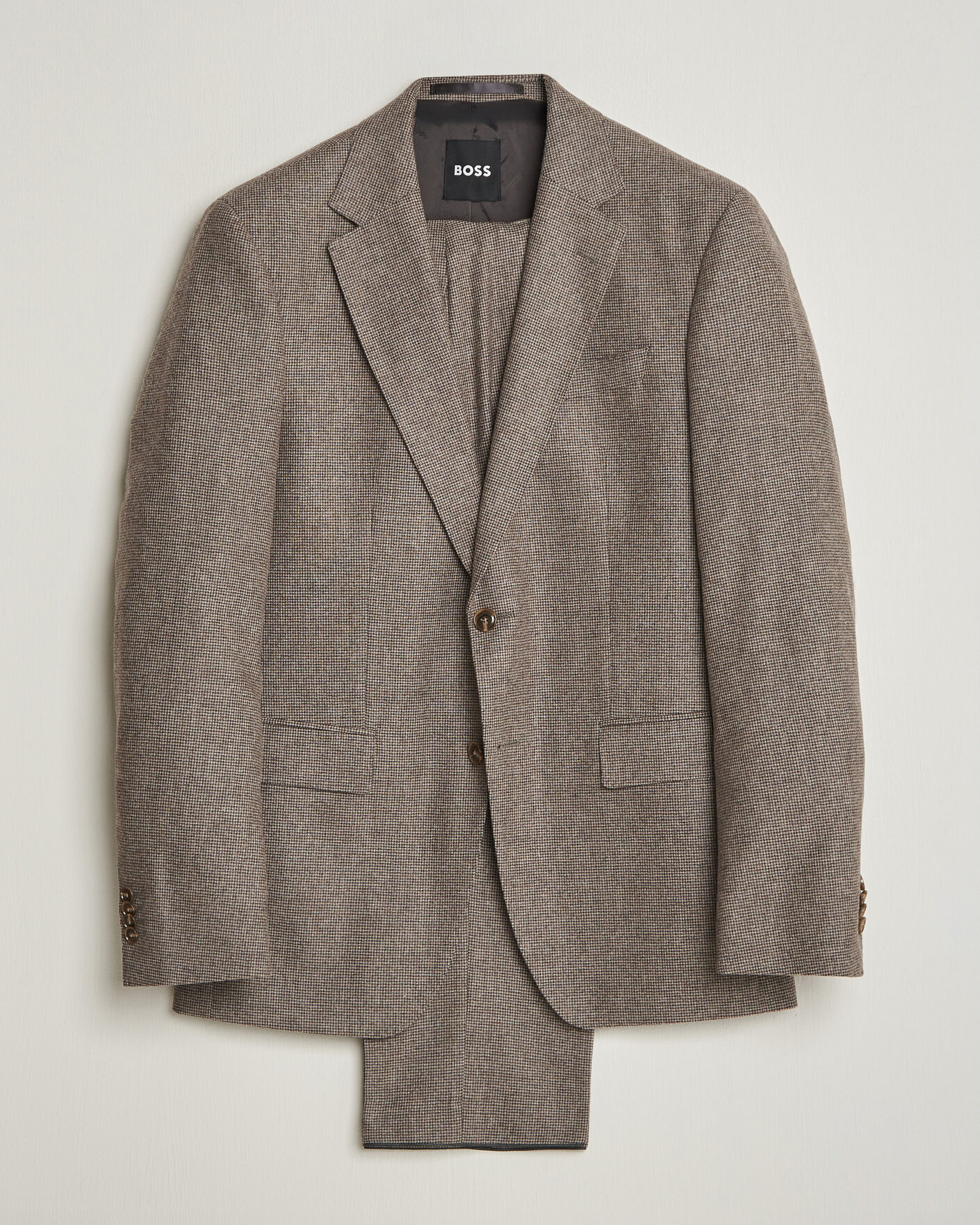 Herre | Dresser | BOSS BLACK | Huge Wool Pepita Suit Dark Brown