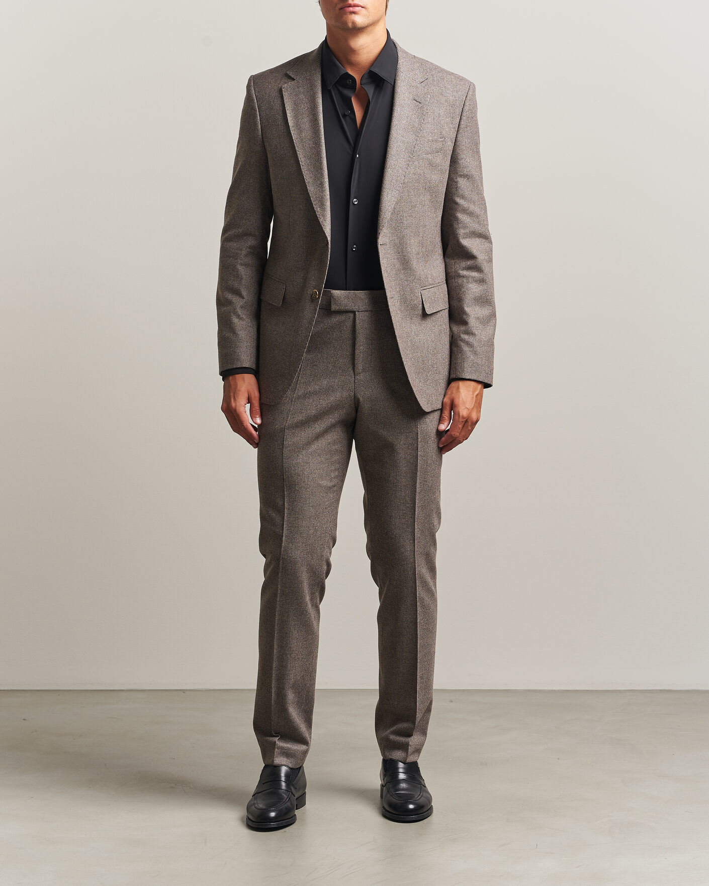 Herre | Dresser | BOSS BLACK | Huge Wool Pepita Suit Dark Brown