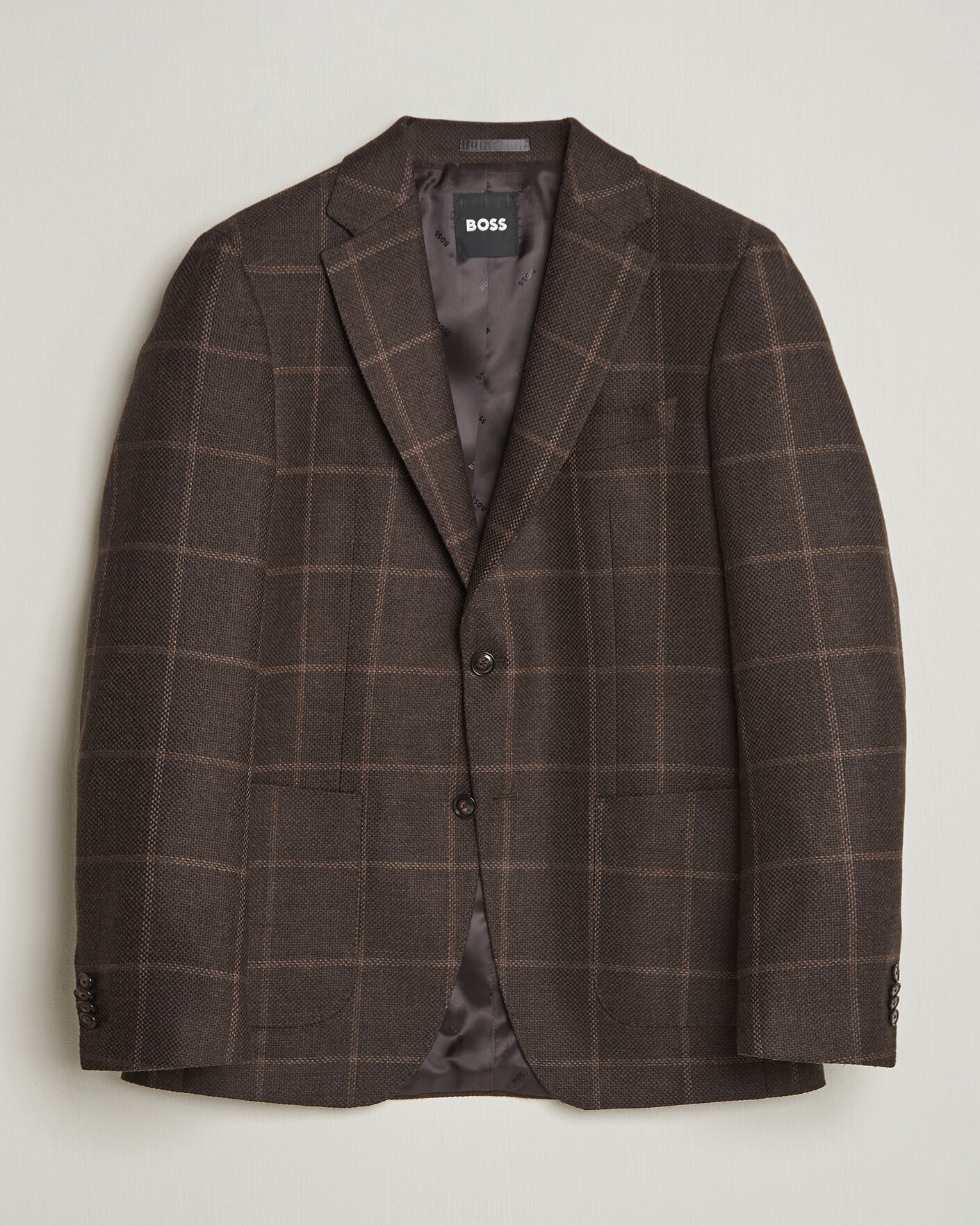Herre | Dressjakker | BOSS BLACK | Hutson Checked Wool Blazer Dark Brown