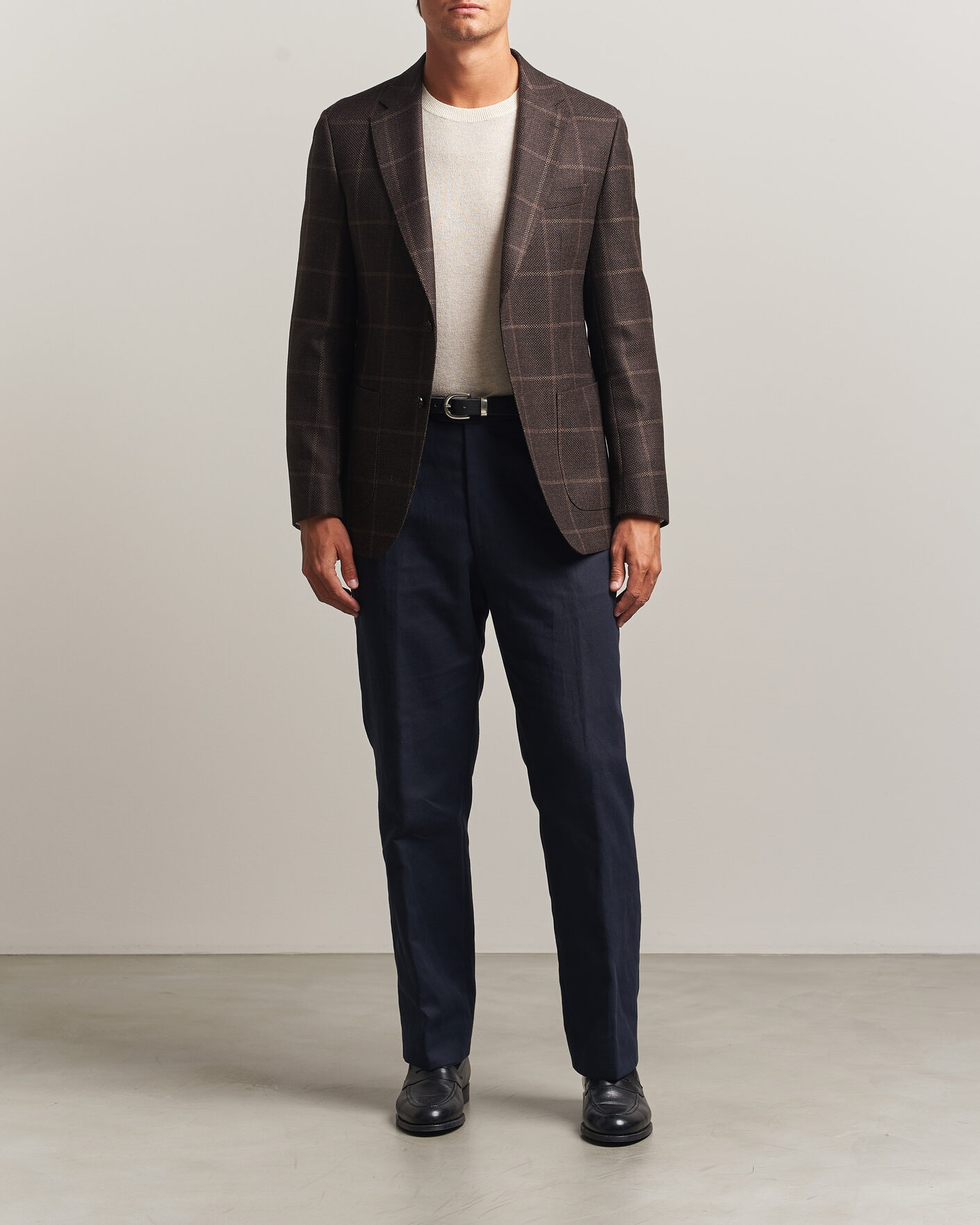 Herre | Dressjakker | BOSS BLACK | Hutson Checked Wool Blazer Dark Brown