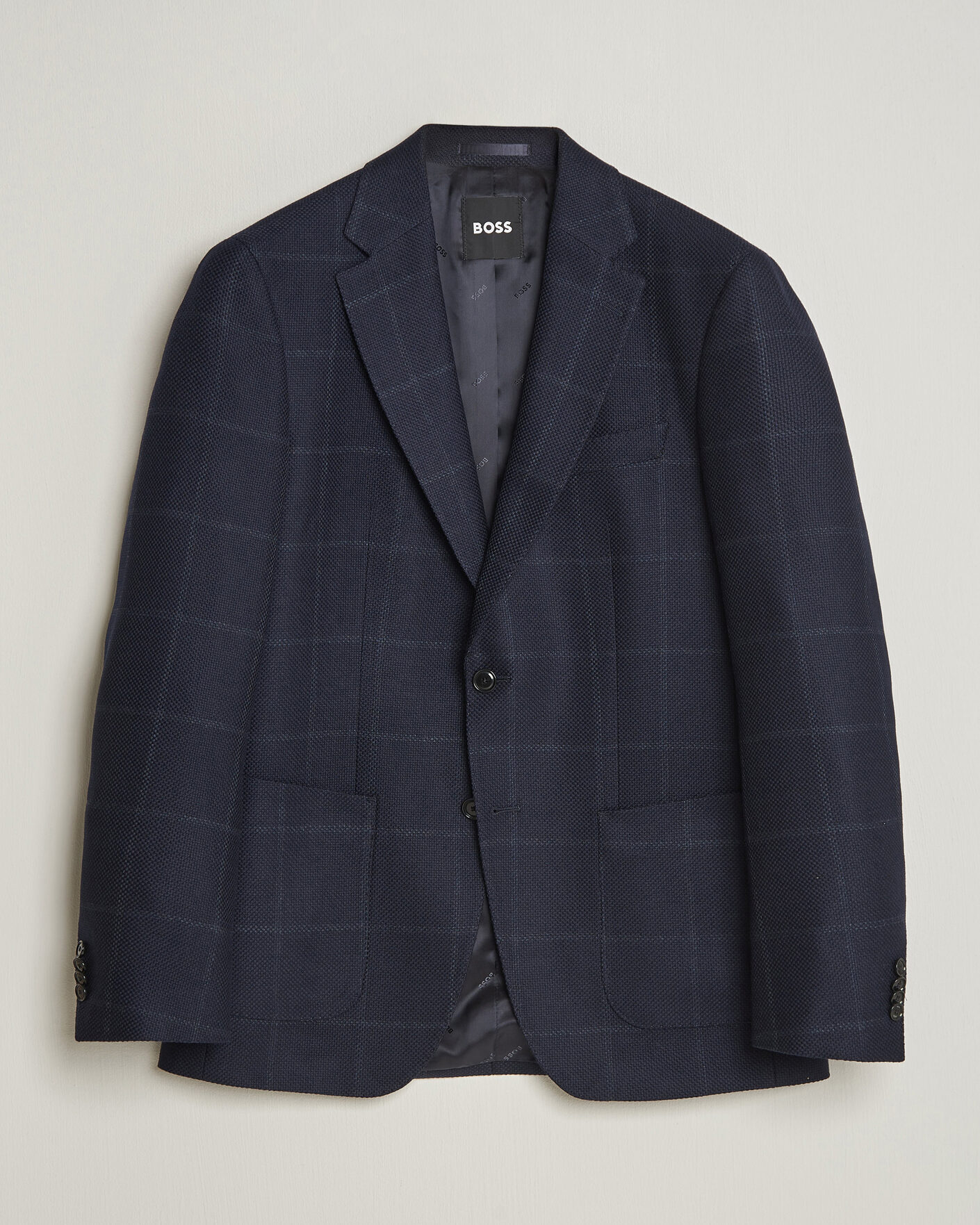Herre | Dressjakker | BOSS BLACK | Hutson Checked Wool Blazer Dark Blue