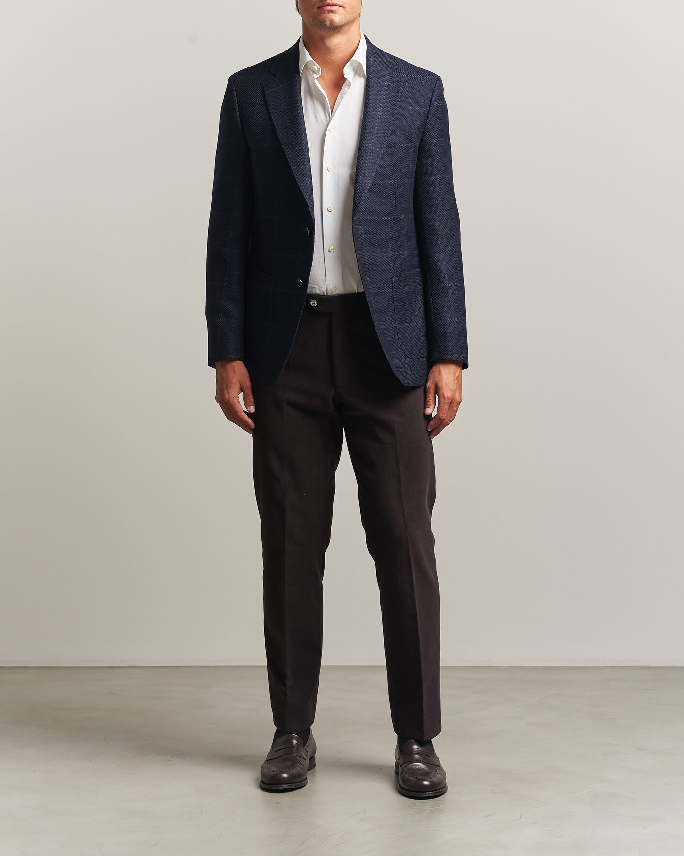 Herre | Dressjakker | BOSS BLACK | Hutson Checked Wool Blazer Dark Blue