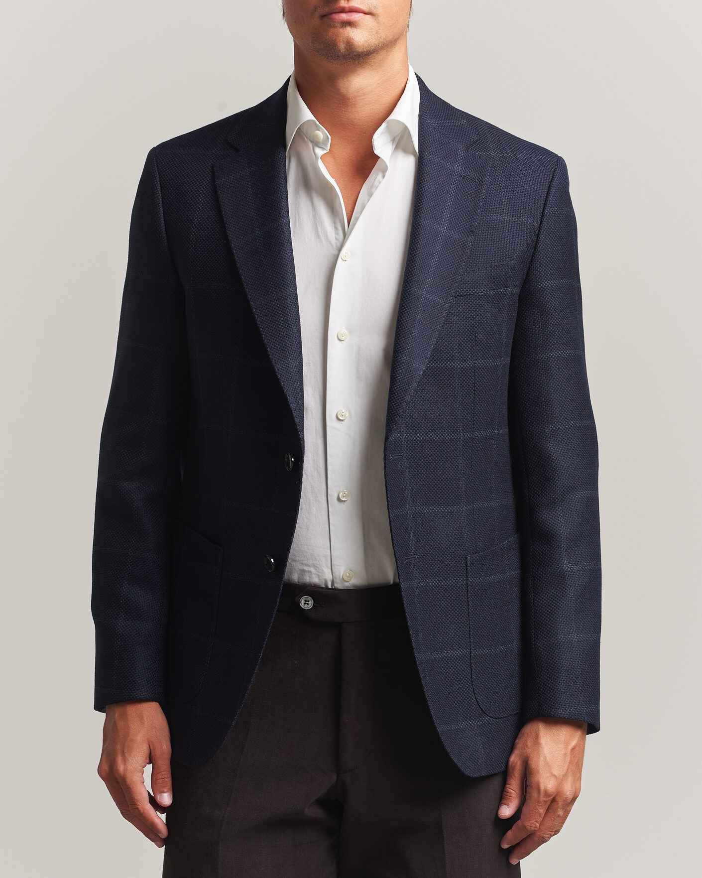 Herre | Dressjakker | BOSS BLACK | Hutson Checked Wool Blazer Dark Blue