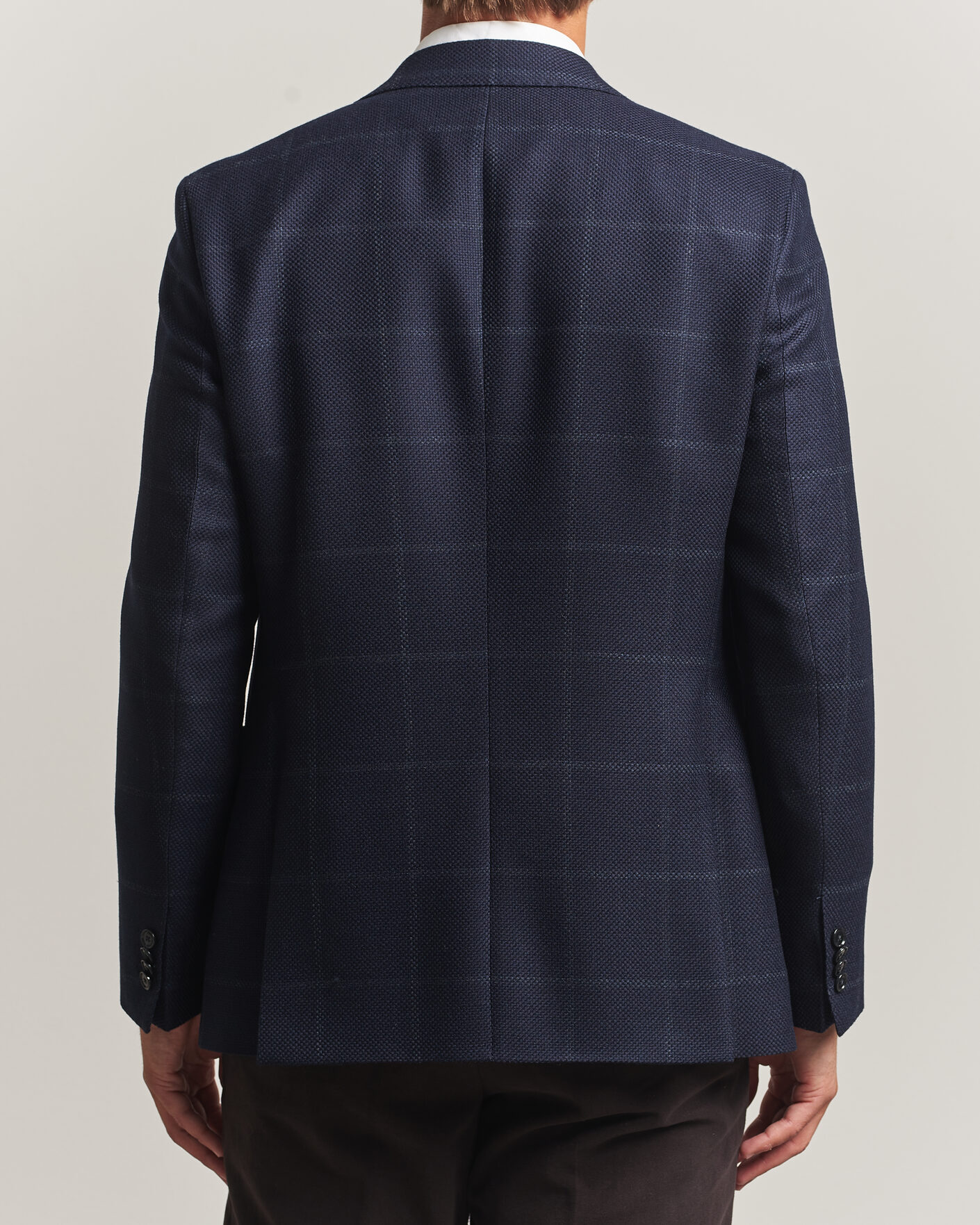 Herre | Dressjakker | BOSS BLACK | Hutson Checked Wool Blazer Dark Blue