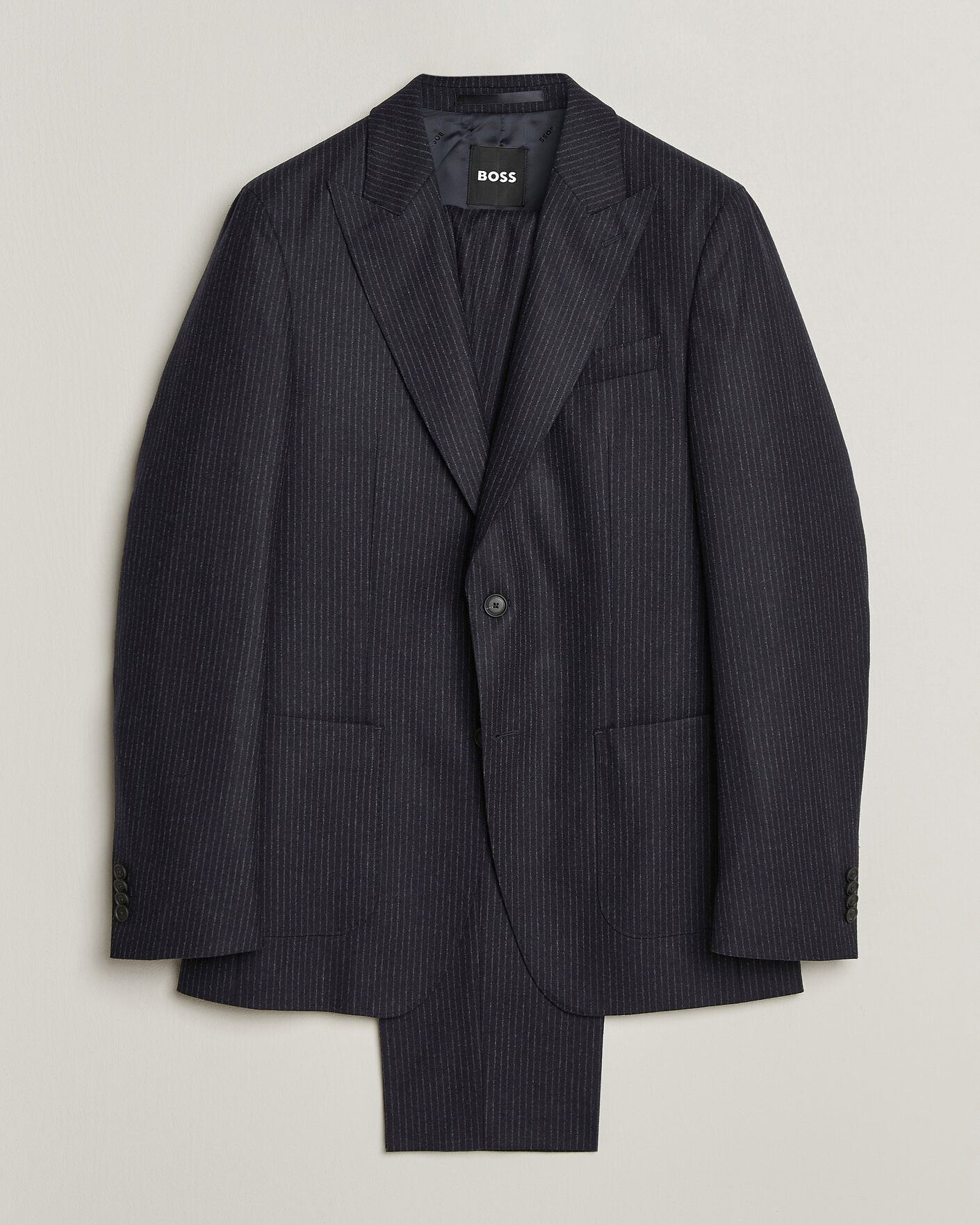 Herre | Dresser | BOSS BLACK | Huge Wool Pinstriped Suit Dark Blue