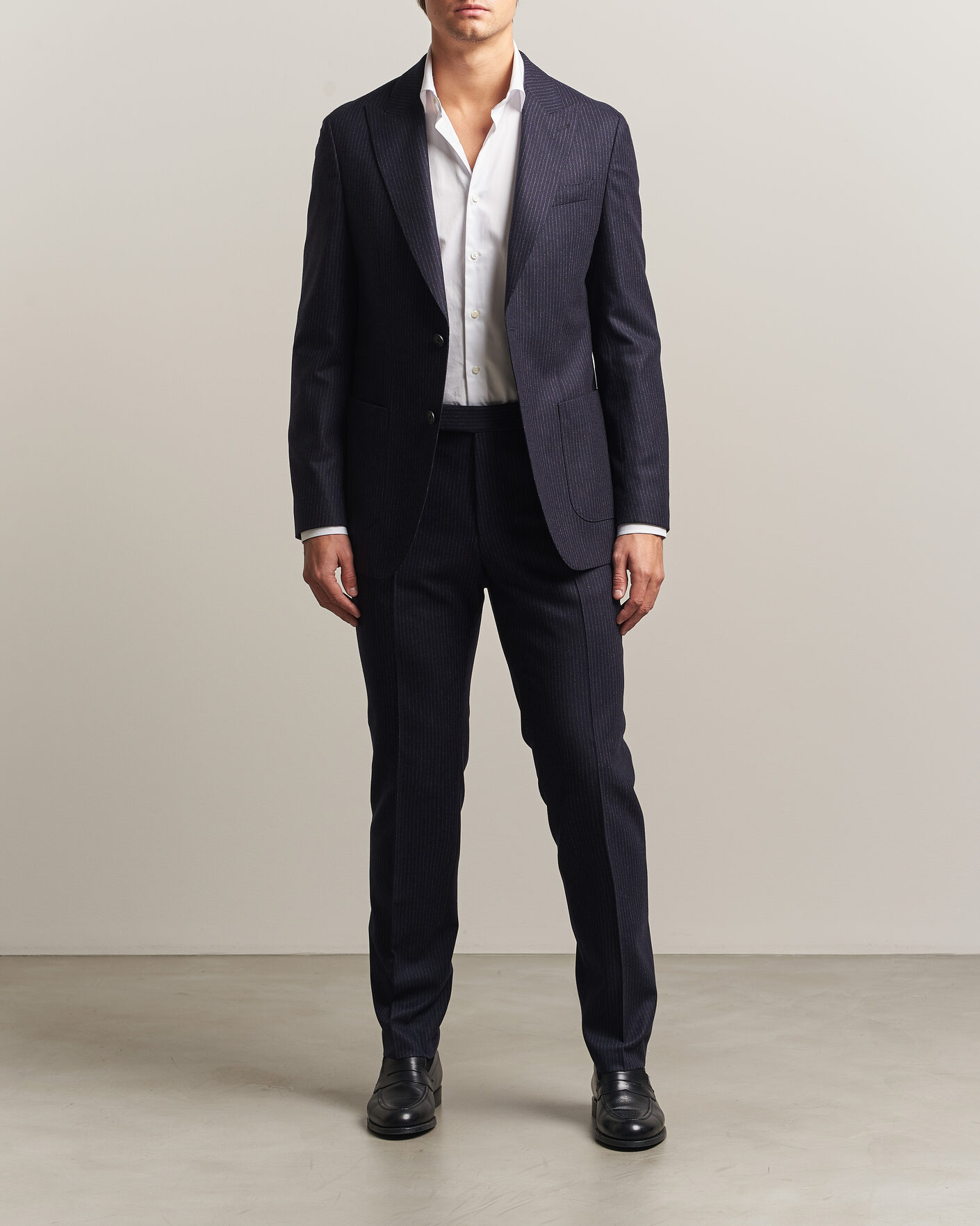 Herre | Dresser | BOSS BLACK | Huge Wool Pinstriped Suit Dark Blue