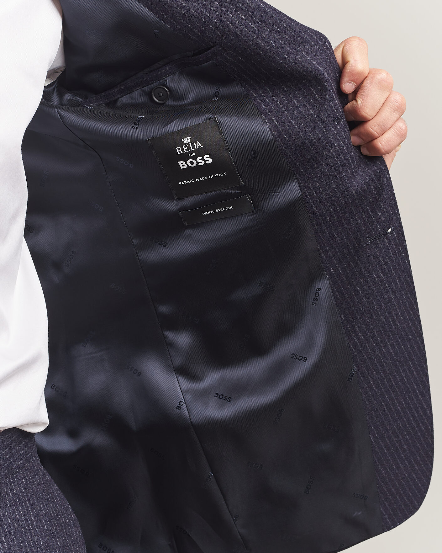 Herre | Dresser | BOSS BLACK | Huge Wool Pinstriped Suit Dark Blue