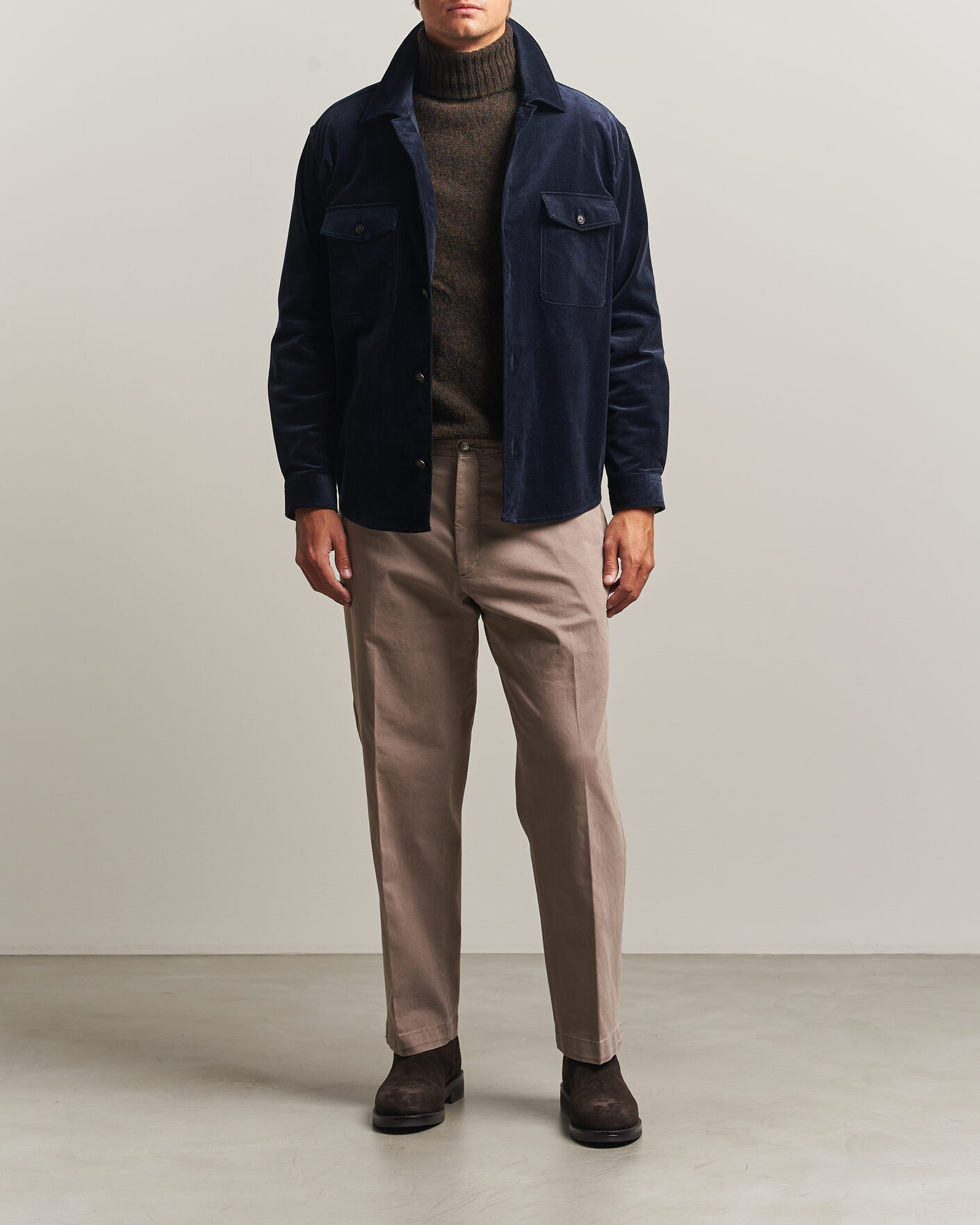 Herre | Skjorter | BOSS BLACK | Carper Corduroy Overshirt Dark Blue