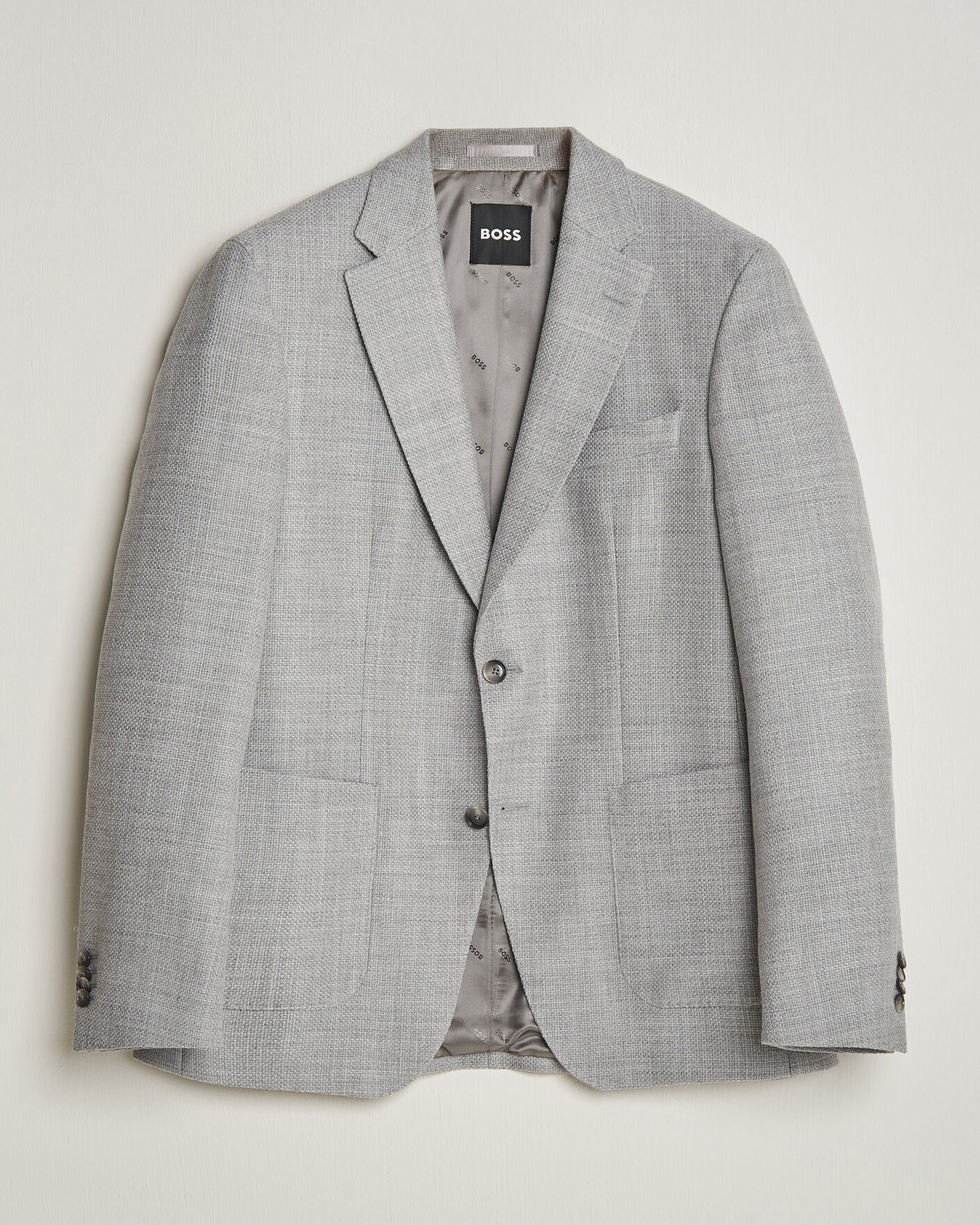 Herre | Dressjakker | BOSS BLACK | Hutson Wool Patch Pocket Blazer Light Grey