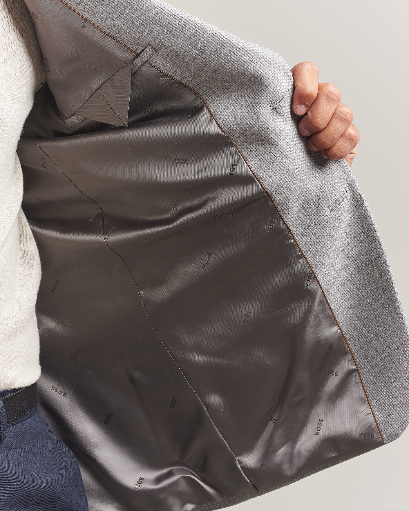 Herre | Dressjakker | BOSS BLACK | Hutson Wool Patch Pocket Blazer Light Grey