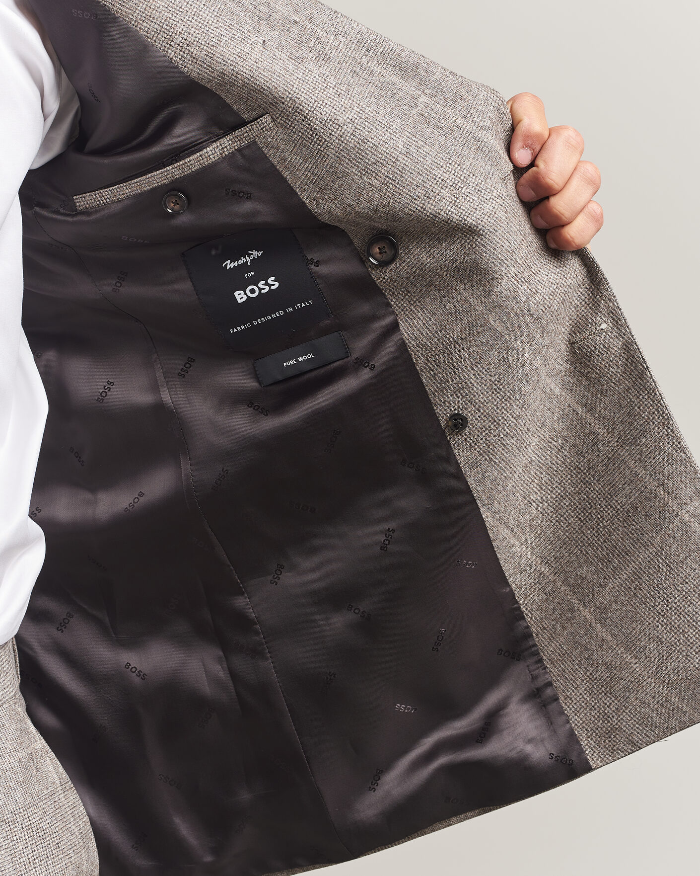 Herre | Dresser | BOSS BLACK | Huge Wool Checked Double Breasted Suit Open Brown
