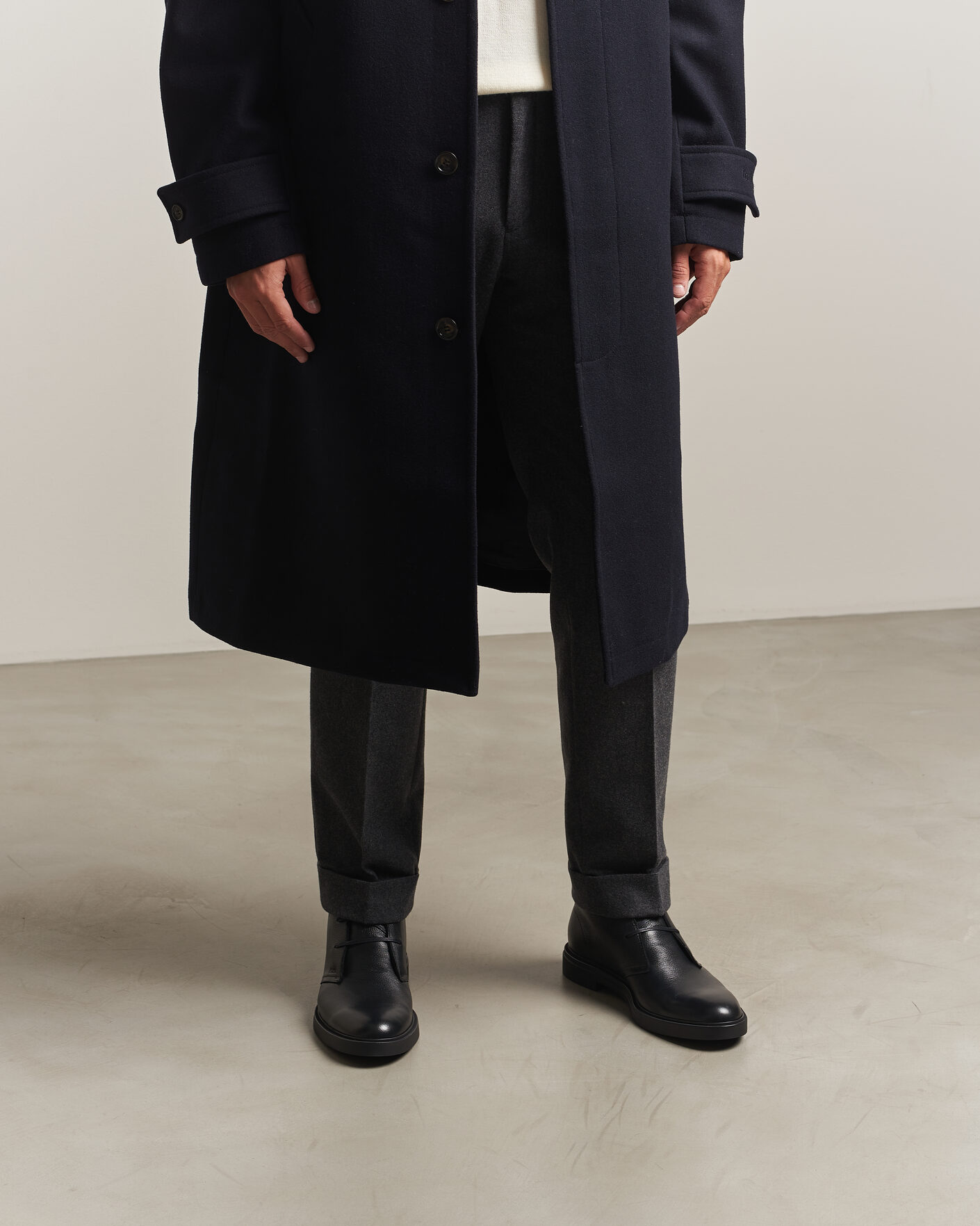 Herre | Støvler | BOSS BLACK | Calev Grained Leather Chukka Boot Black