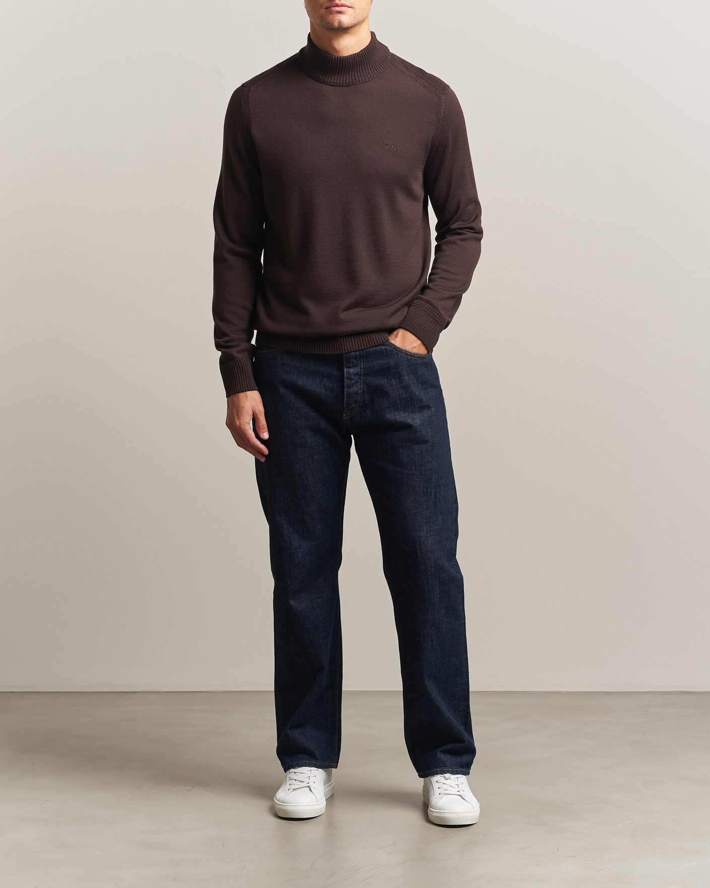 Herre | Gensere | BOSS ORANGE | Avac Knitted Turtleneck Dark Brown