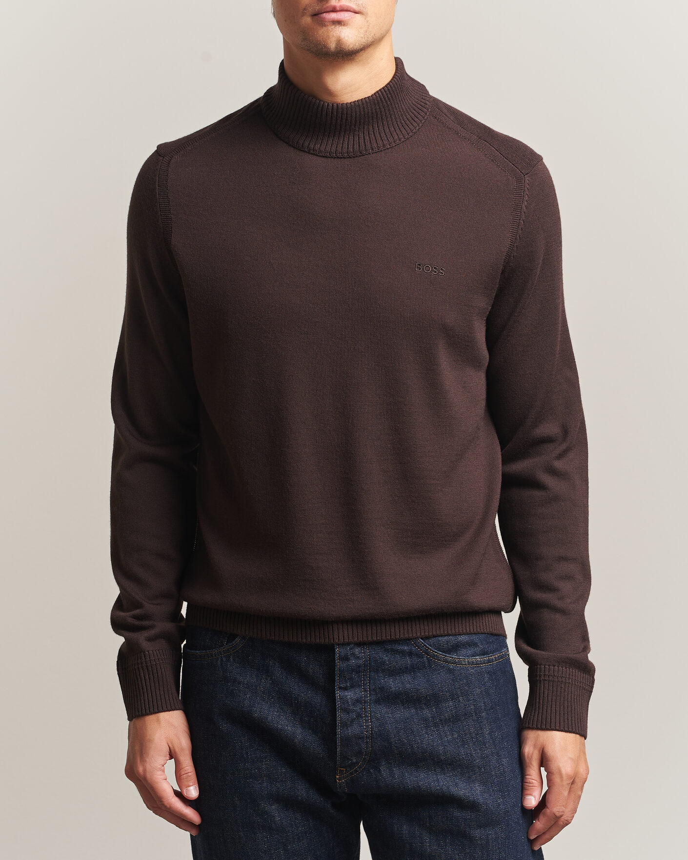 Herre | Gensere | BOSS ORANGE | Avac Knitted Turtleneck Dark Brown