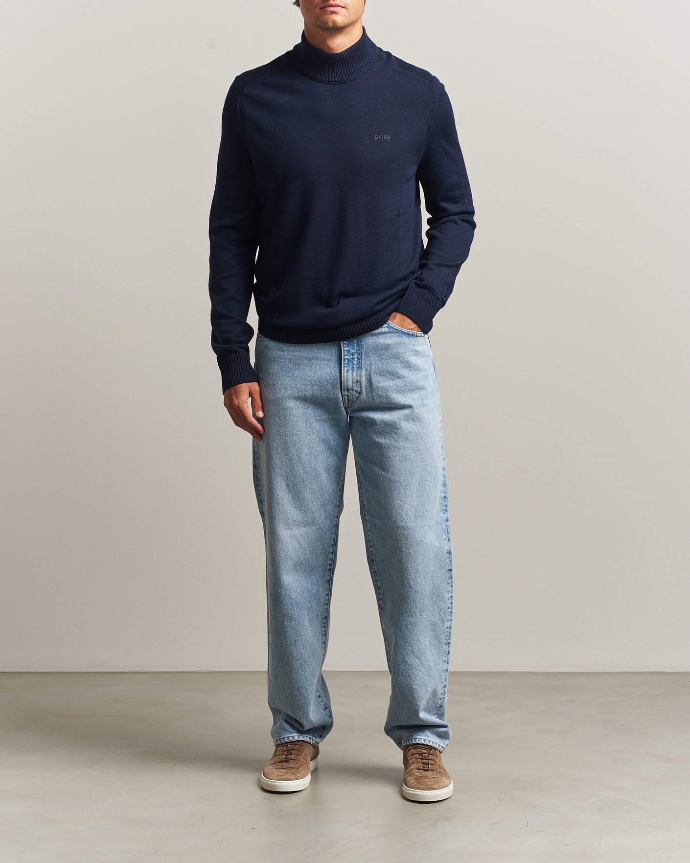 Herre | Gensere | BOSS ORANGE | Avac Knitted Turtleneck Dark Blue