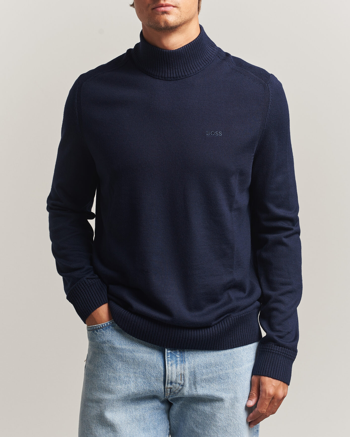 Herre | Gensere | BOSS ORANGE | Avac Knitted Turtleneck Dark Blue