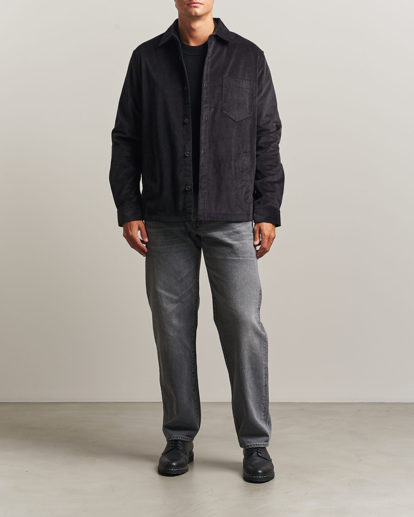 Herre | Skjorter | HUGO | Ecord Corduroy Overshirt Black