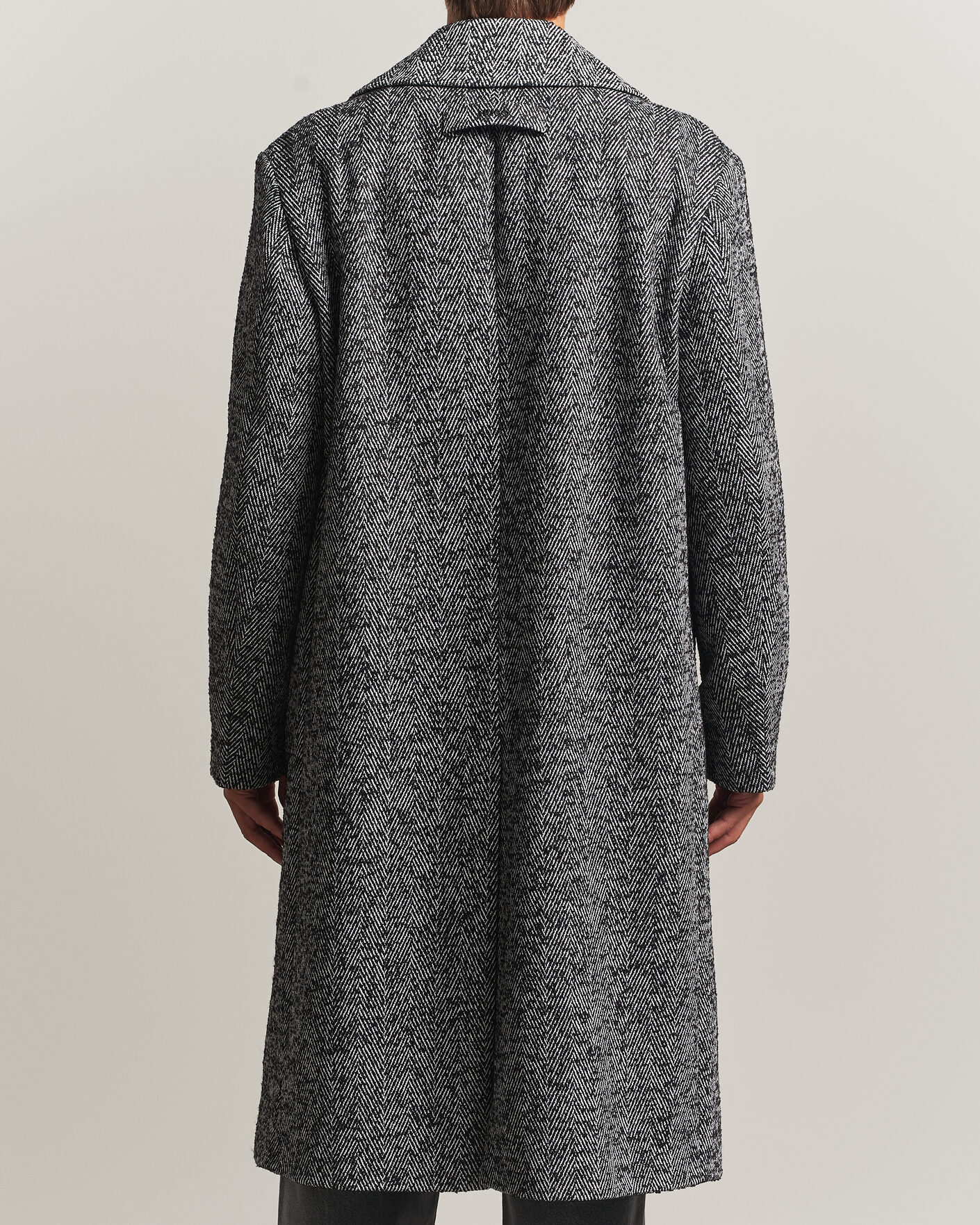 Herre | Jakker | HUGO | Milas Herringbone Double Breasted Coat Dark Grey