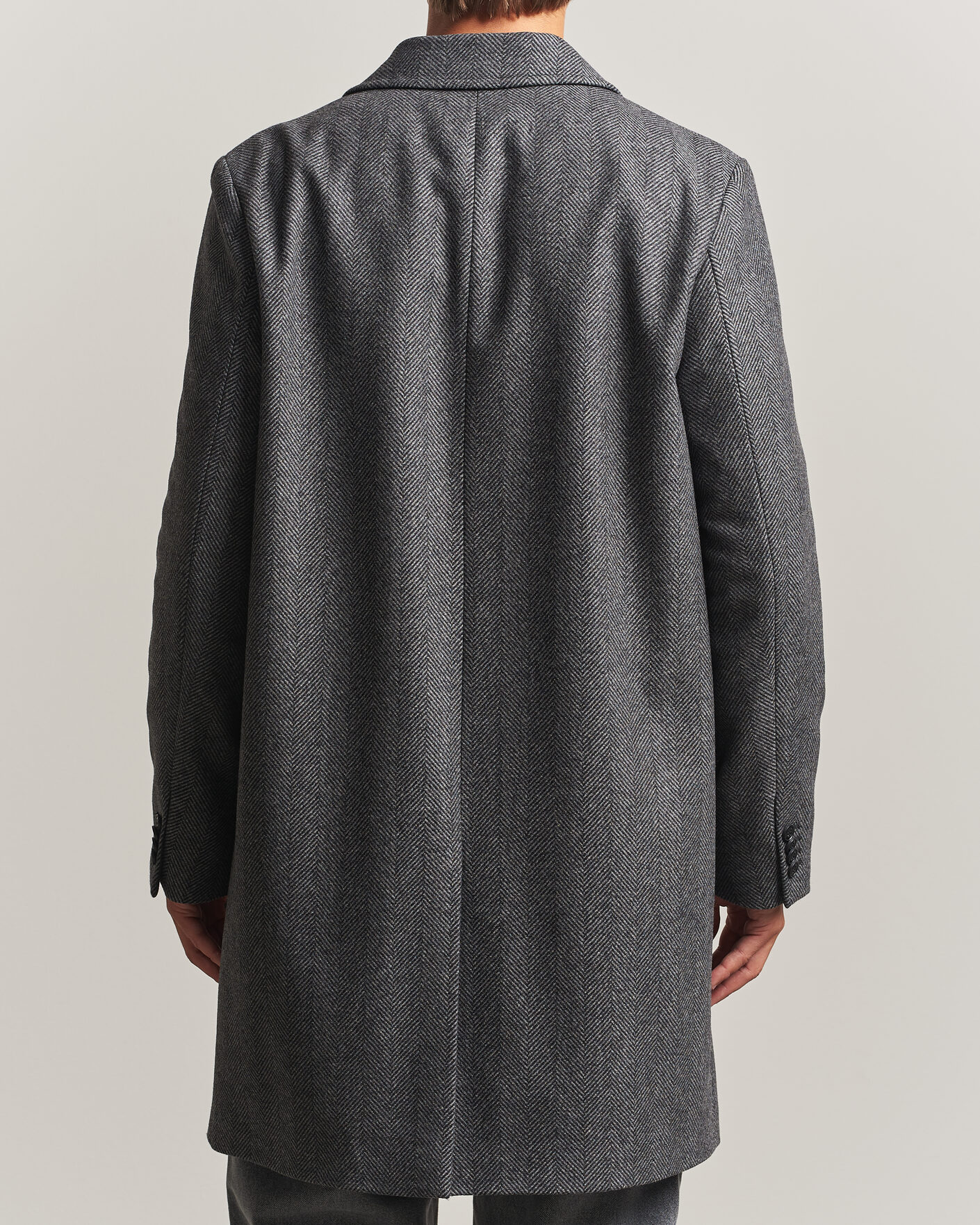 Herre | Jakker | HUGO | Malte Herringbone Coat Dark Grey