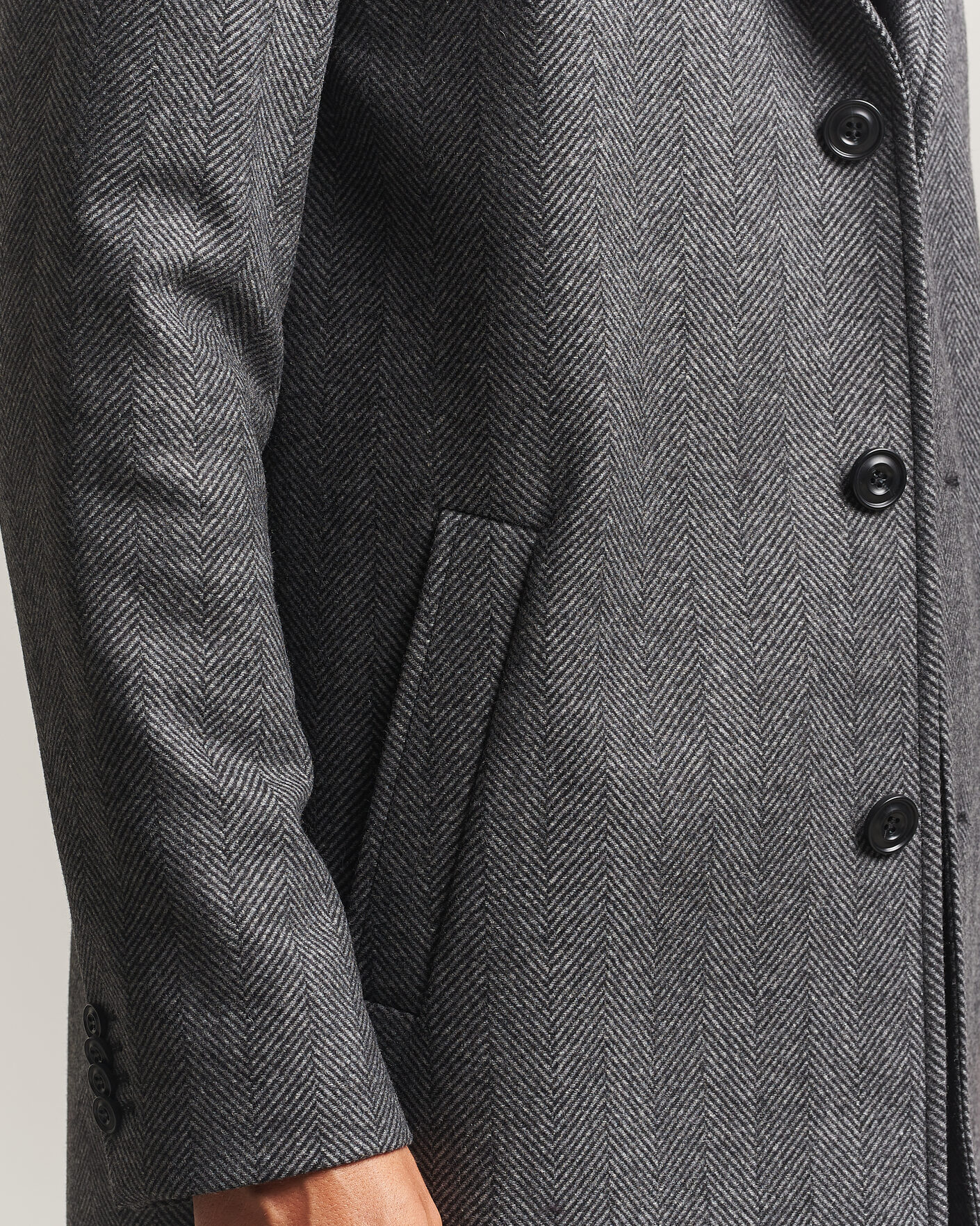 Herre | Jakker | HUGO | Malte Herringbone Coat Dark Grey