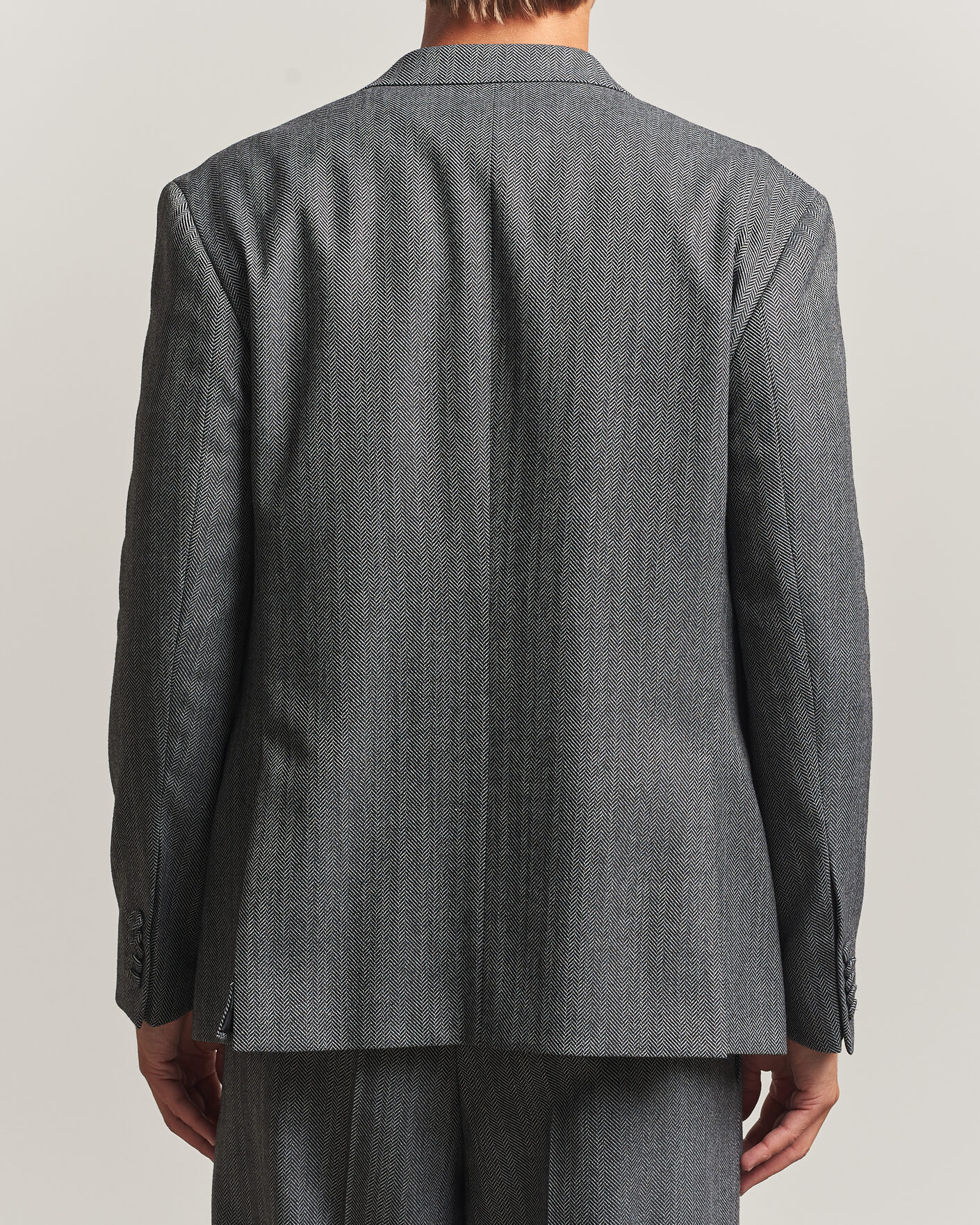 Herre | Dressjakker | HUGO | Karlo Herringbone Double Breasted Blazer Dark Grey