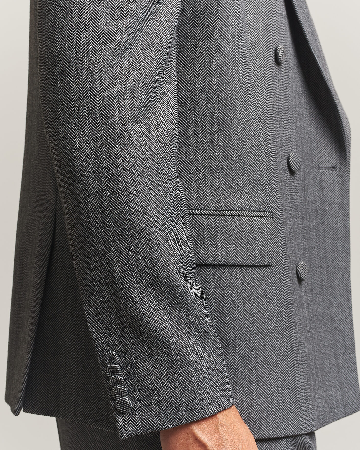 Herre | Dressjakker | HUGO | Karlo Herringbone Double Breasted Blazer Dark Grey