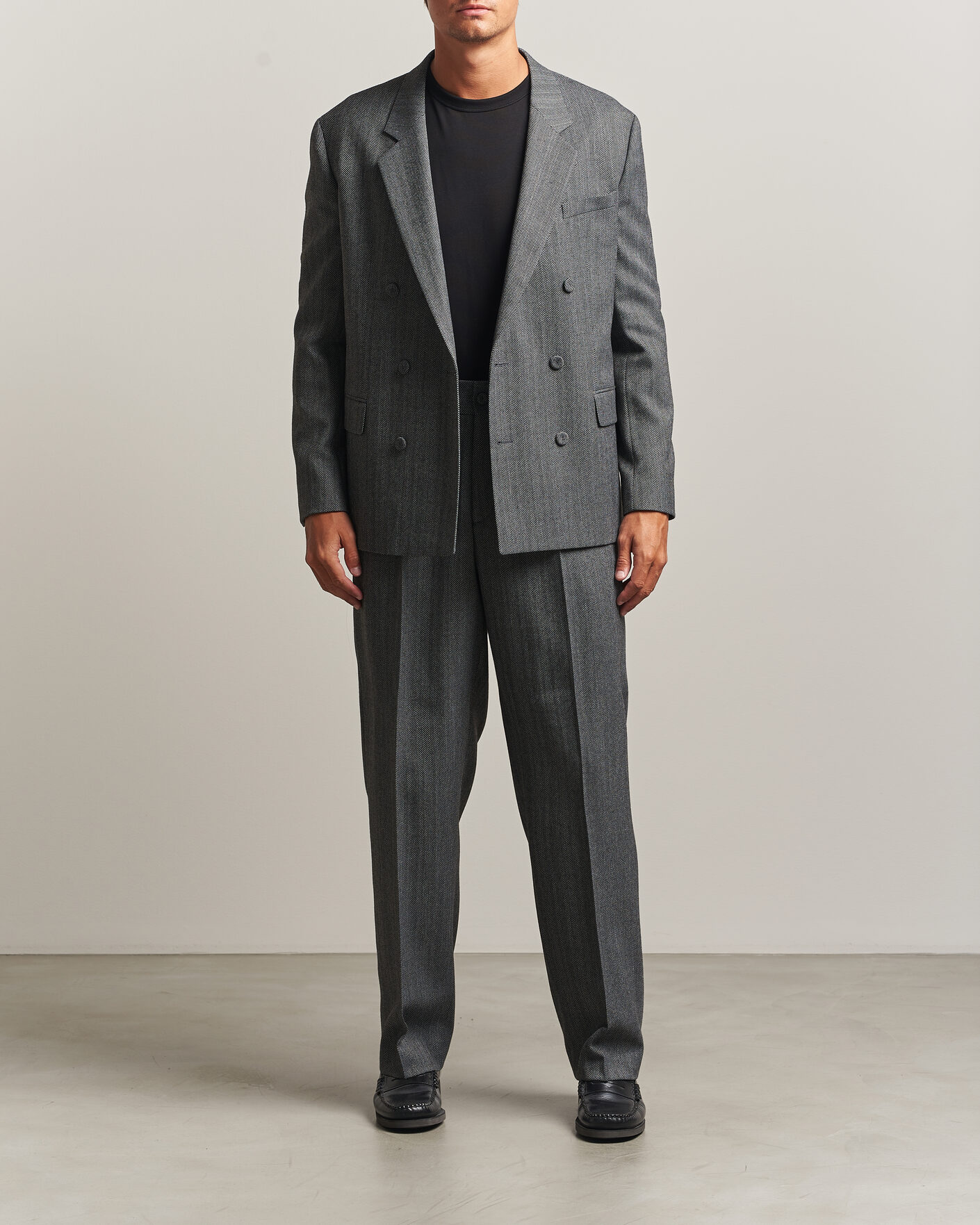 Herre | Bukser | HUGO | Flips Herringbone Suit Trousers Dark Grey