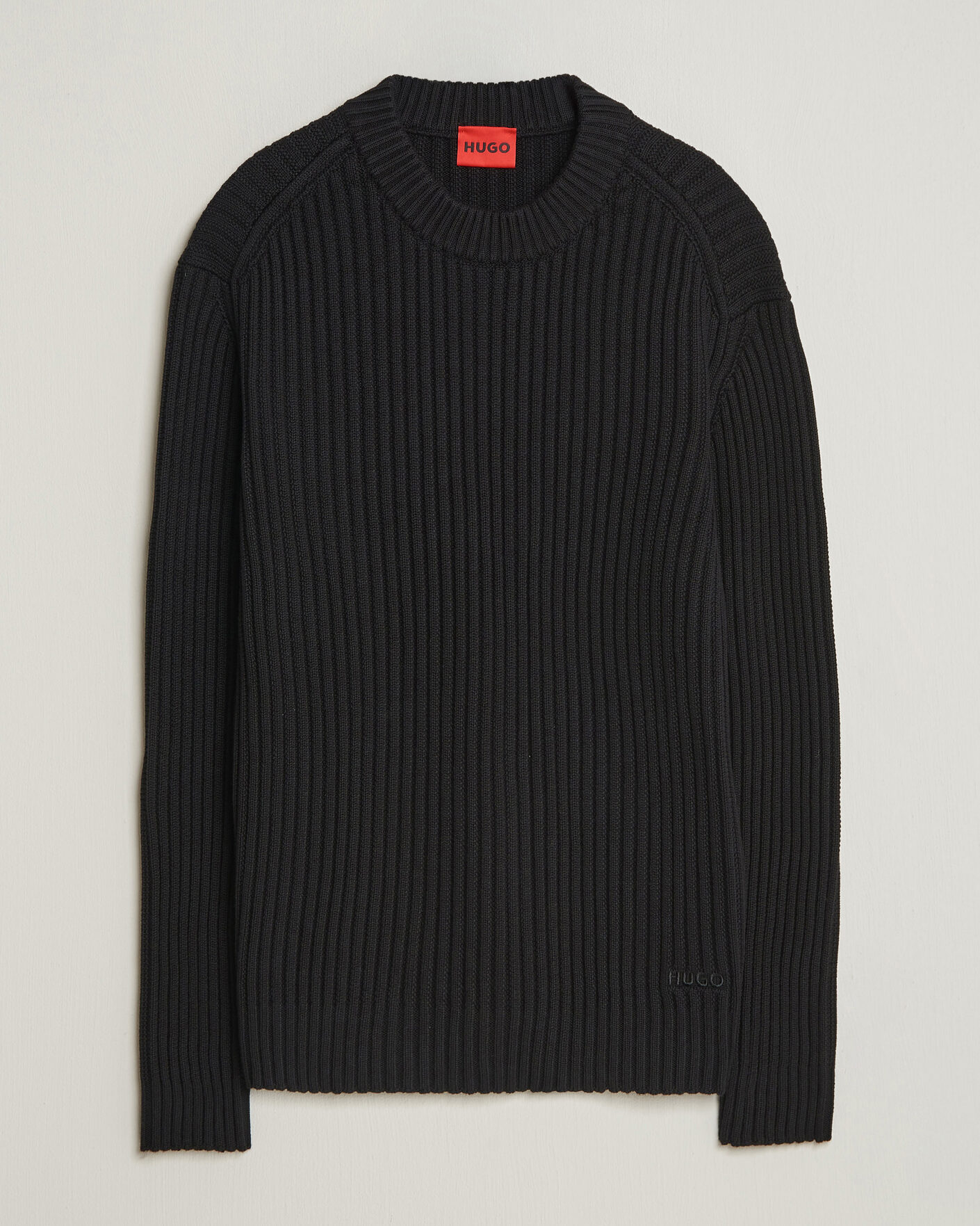 Herre | Gensere | HUGO | Sribban Cotton Knitted Sweater Black