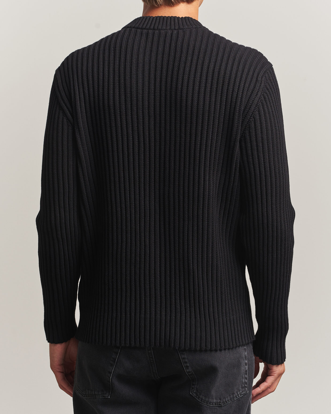Herre | Gensere | HUGO | Sribban Cotton Knitted Sweater Black