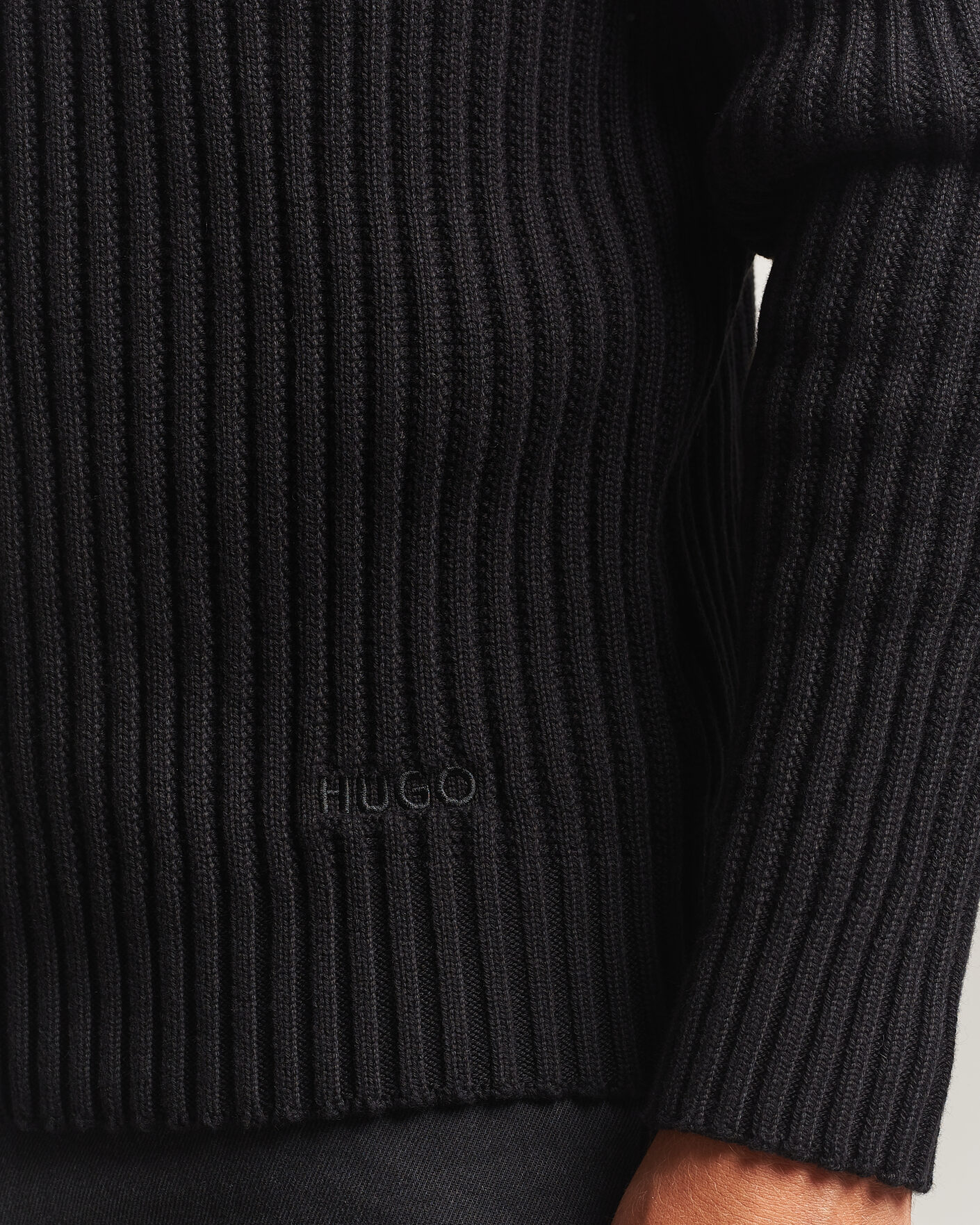 Herre | Gensere | HUGO | Sribban Cotton Knitted Sweater Black