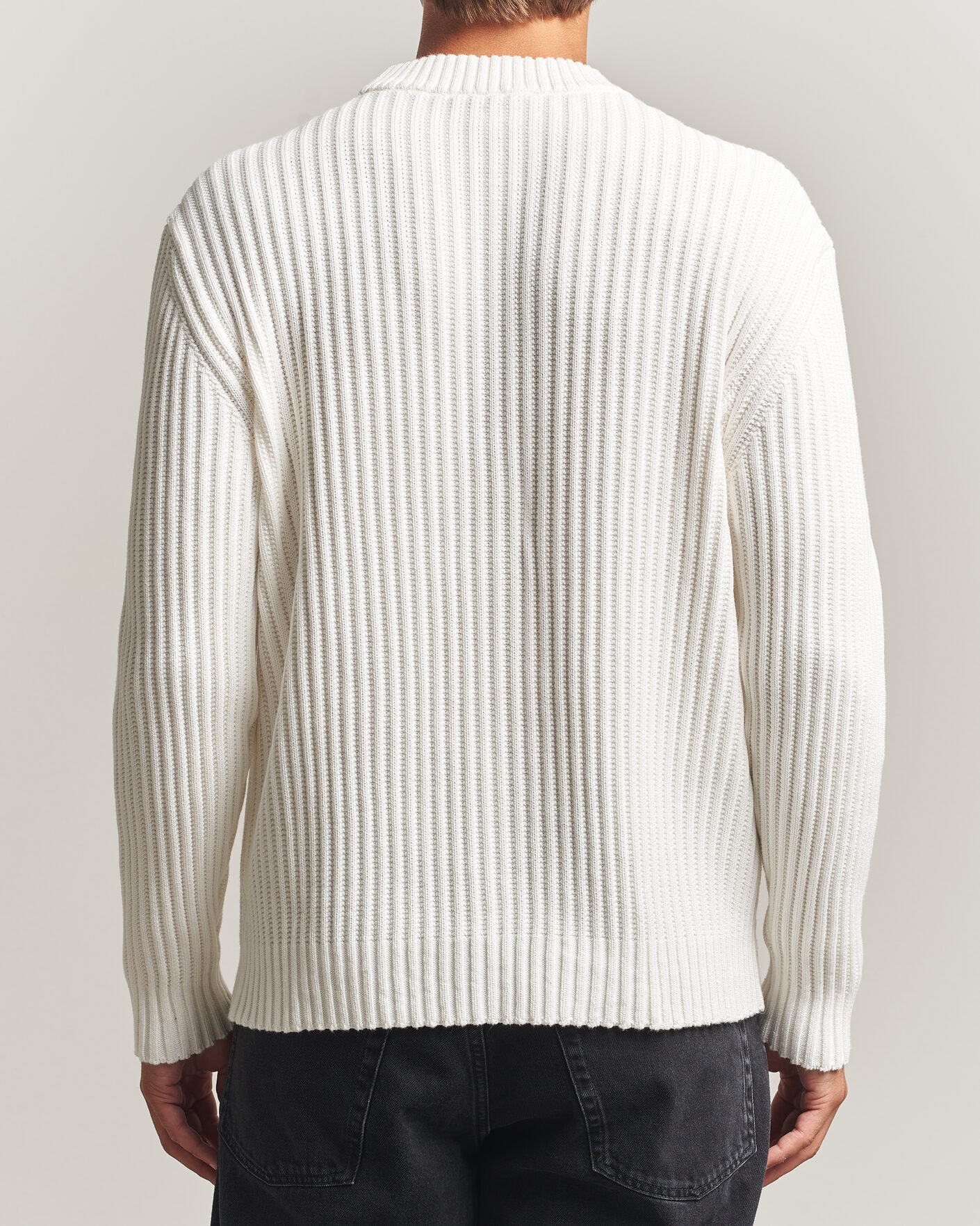 Herre | Gensere | HUGO | Sribban Cotton Knitted Sweater Natural