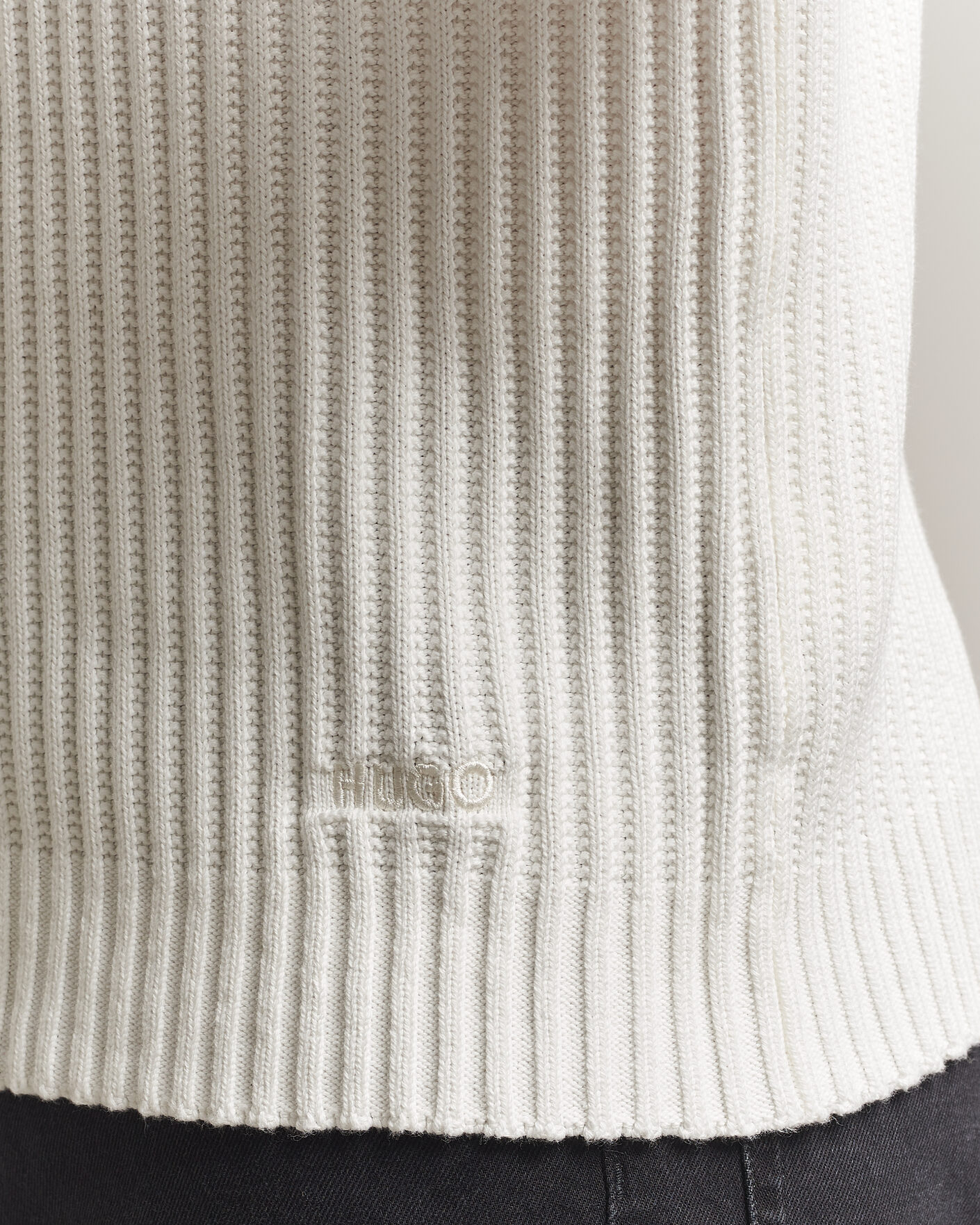 Herre | Gensere | HUGO | Sribban Cotton Knitted Sweater Natural
