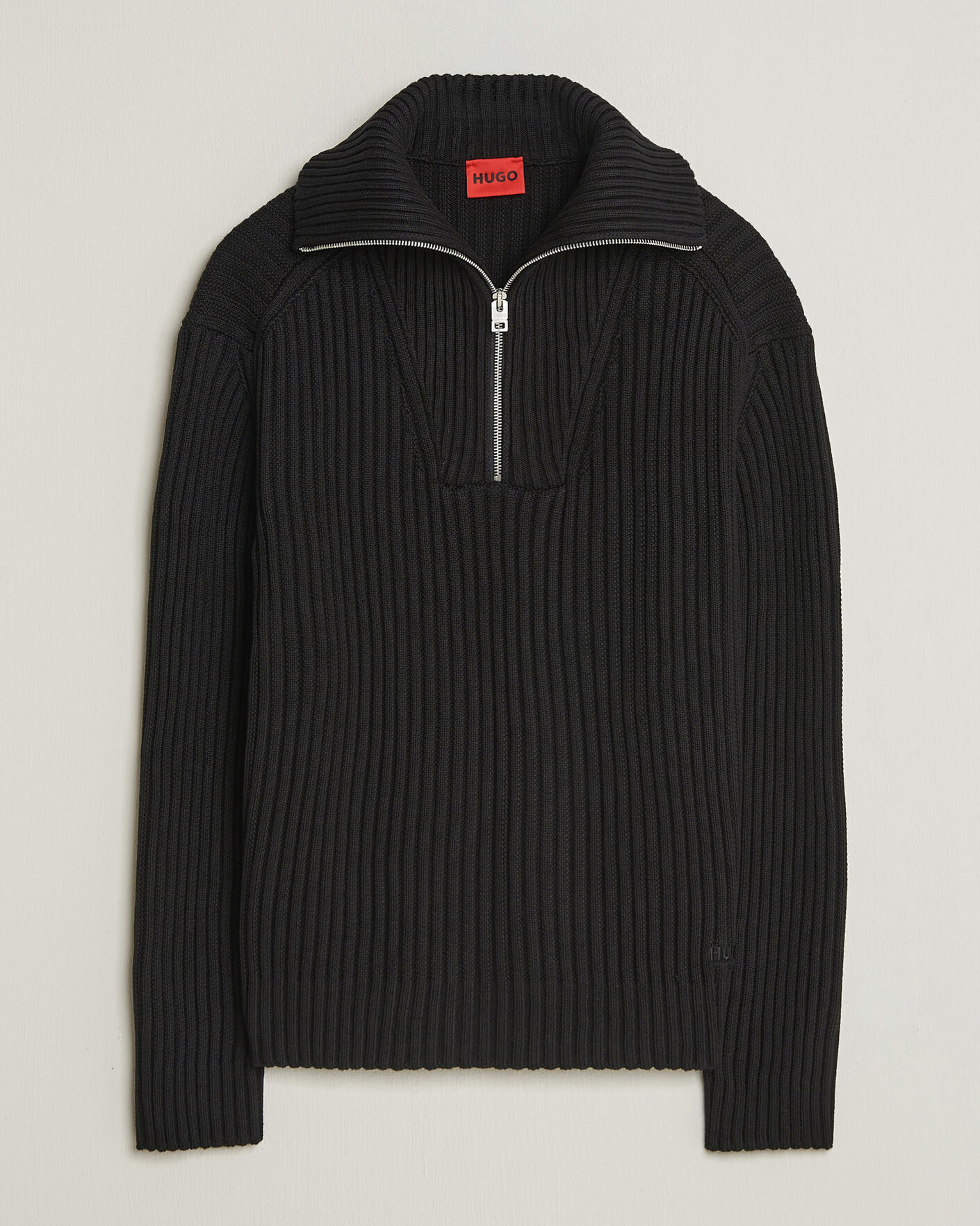Herre | Gensere | HUGO | Srtithon Cotton Knitted Half Zip Black