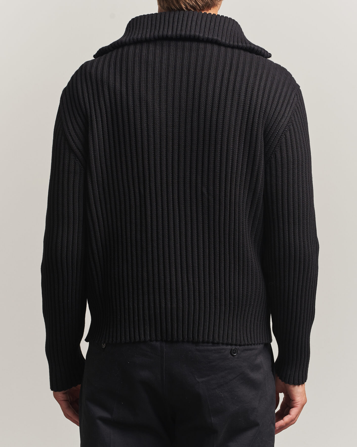 Herre | Gensere | HUGO | Srtithon Cotton Knitted Half Zip Black