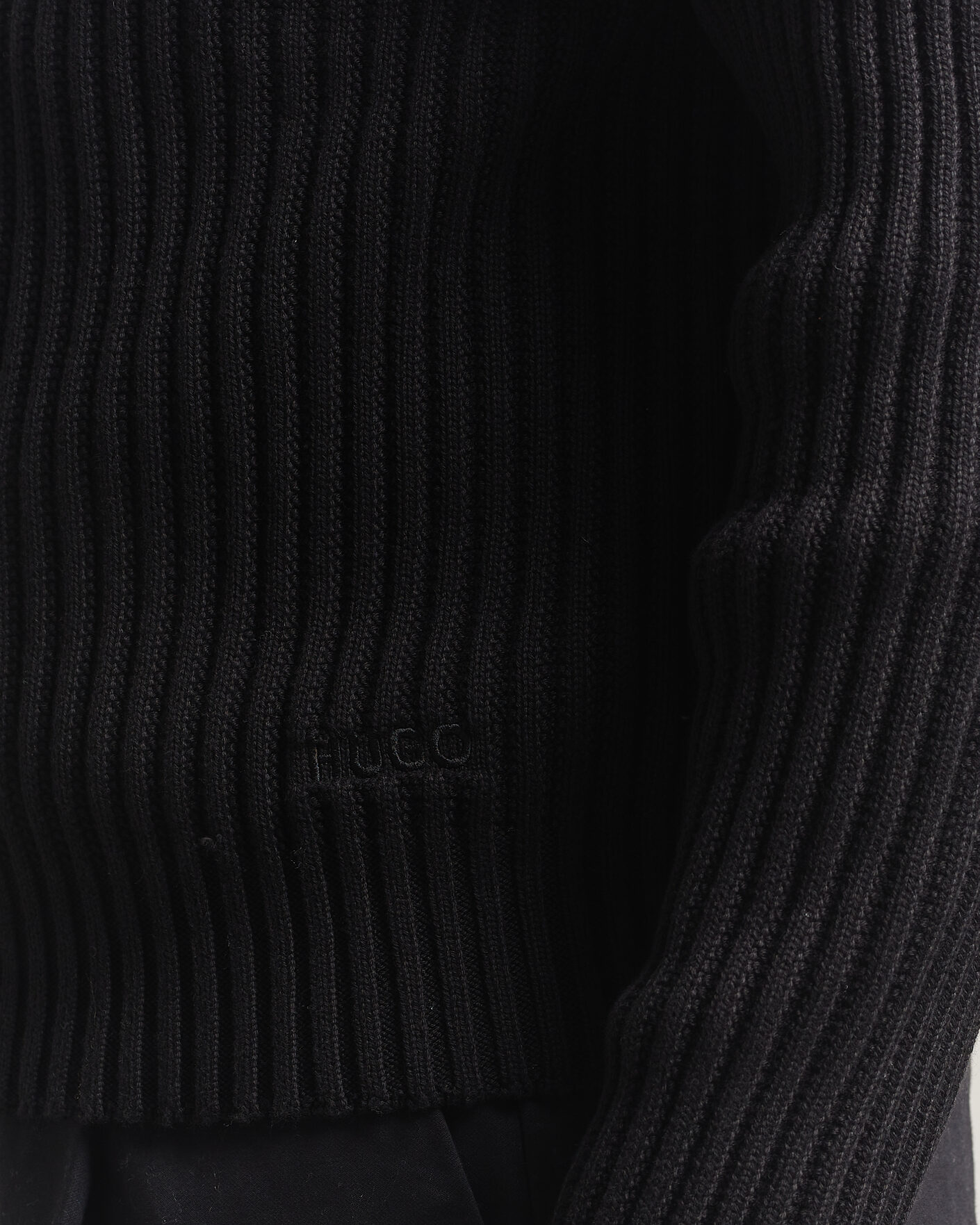 Herre | Gensere | HUGO | Srtithon Cotton Knitted Half Zip Black