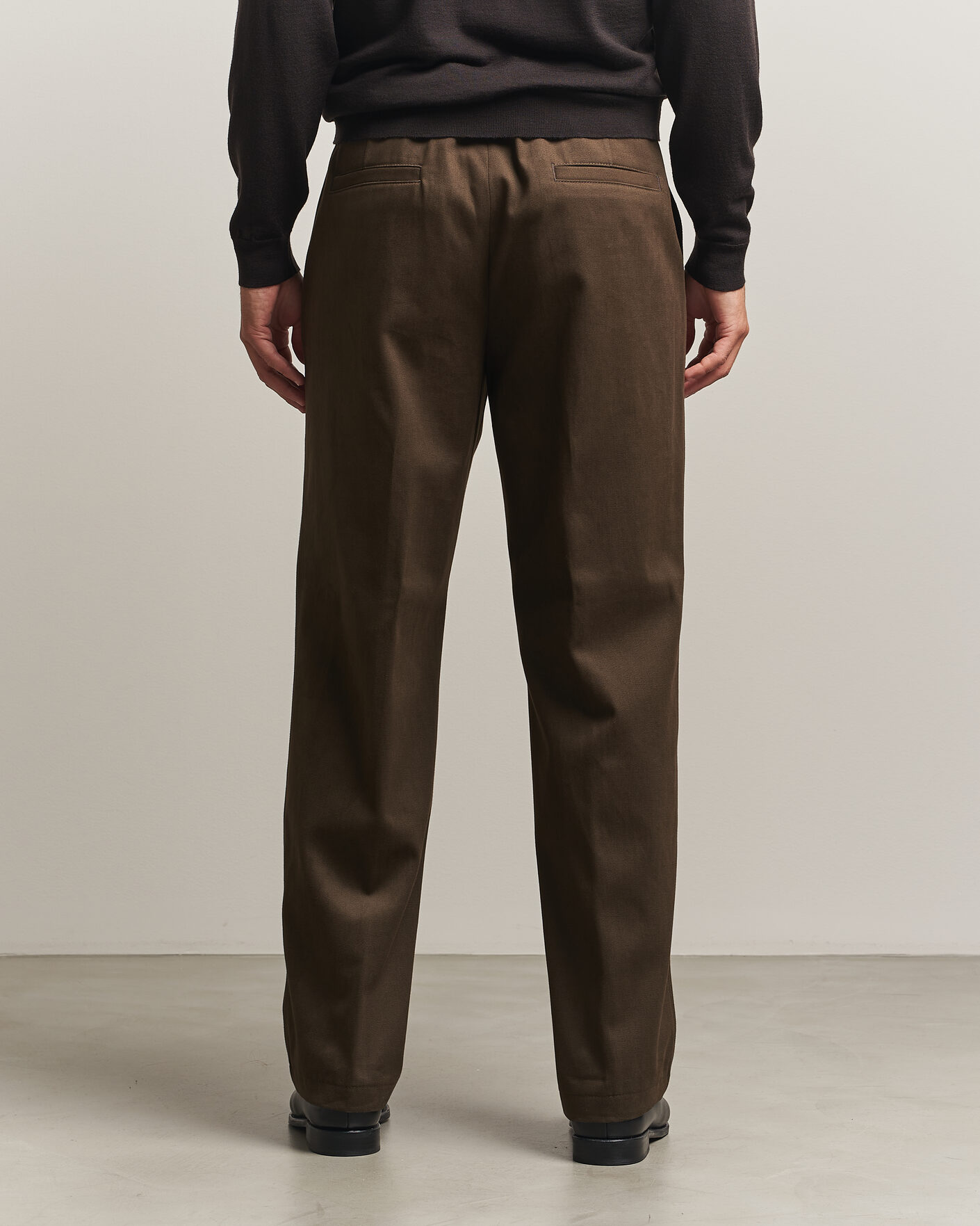 Herre | Bukser | BOSS CAMEL | Pave Brushed Cotton Pleated Trousers Open Green