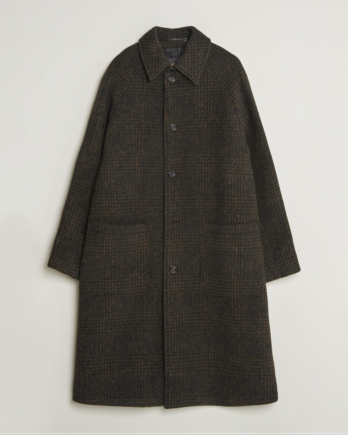 Herre | Jakker | BOSS CAMEL | Cohn Wool Checked Coat Open Green