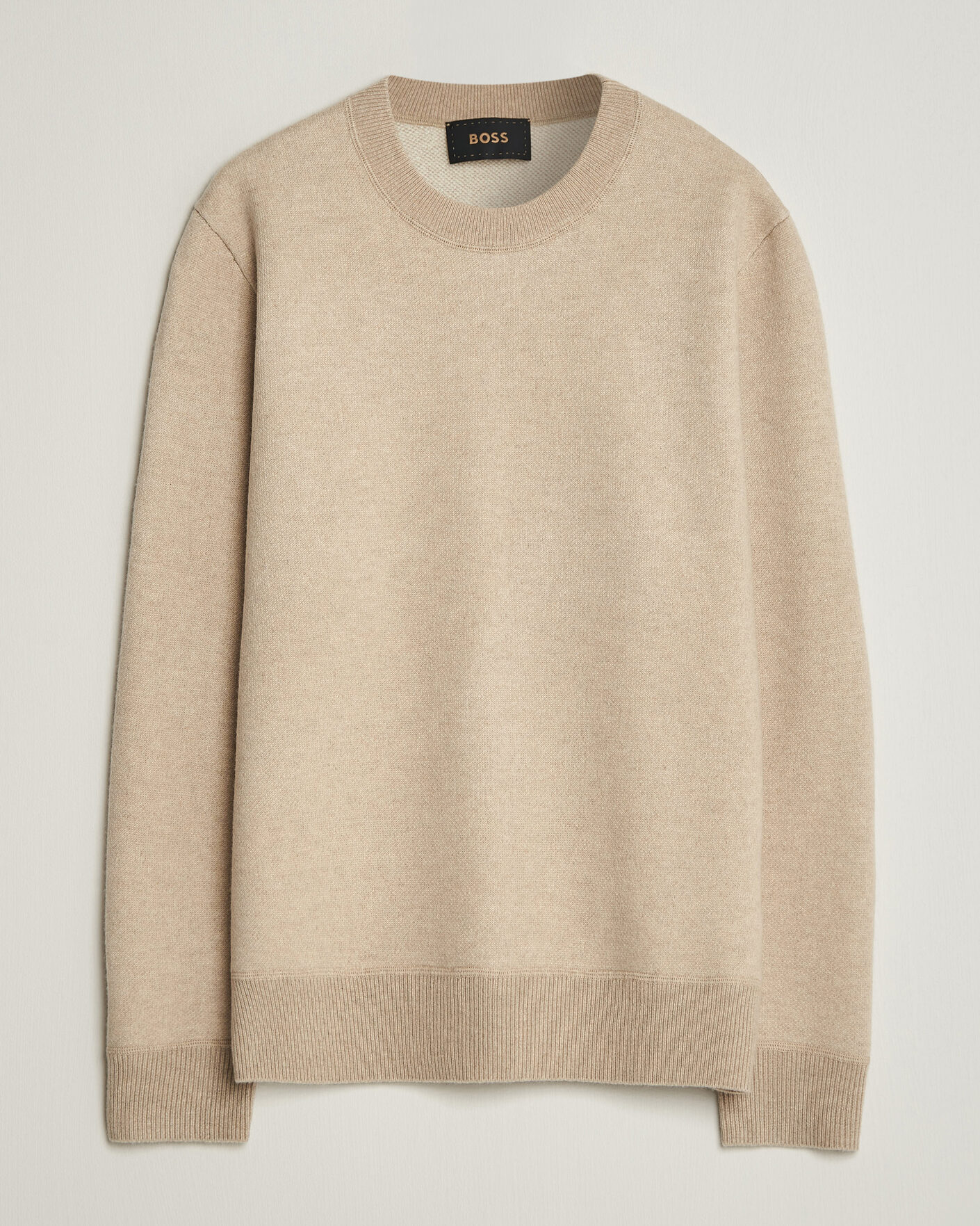 Herre | Gensere | BOSS CAMEL | Farrison Wool Knitted Sweater Light Beige