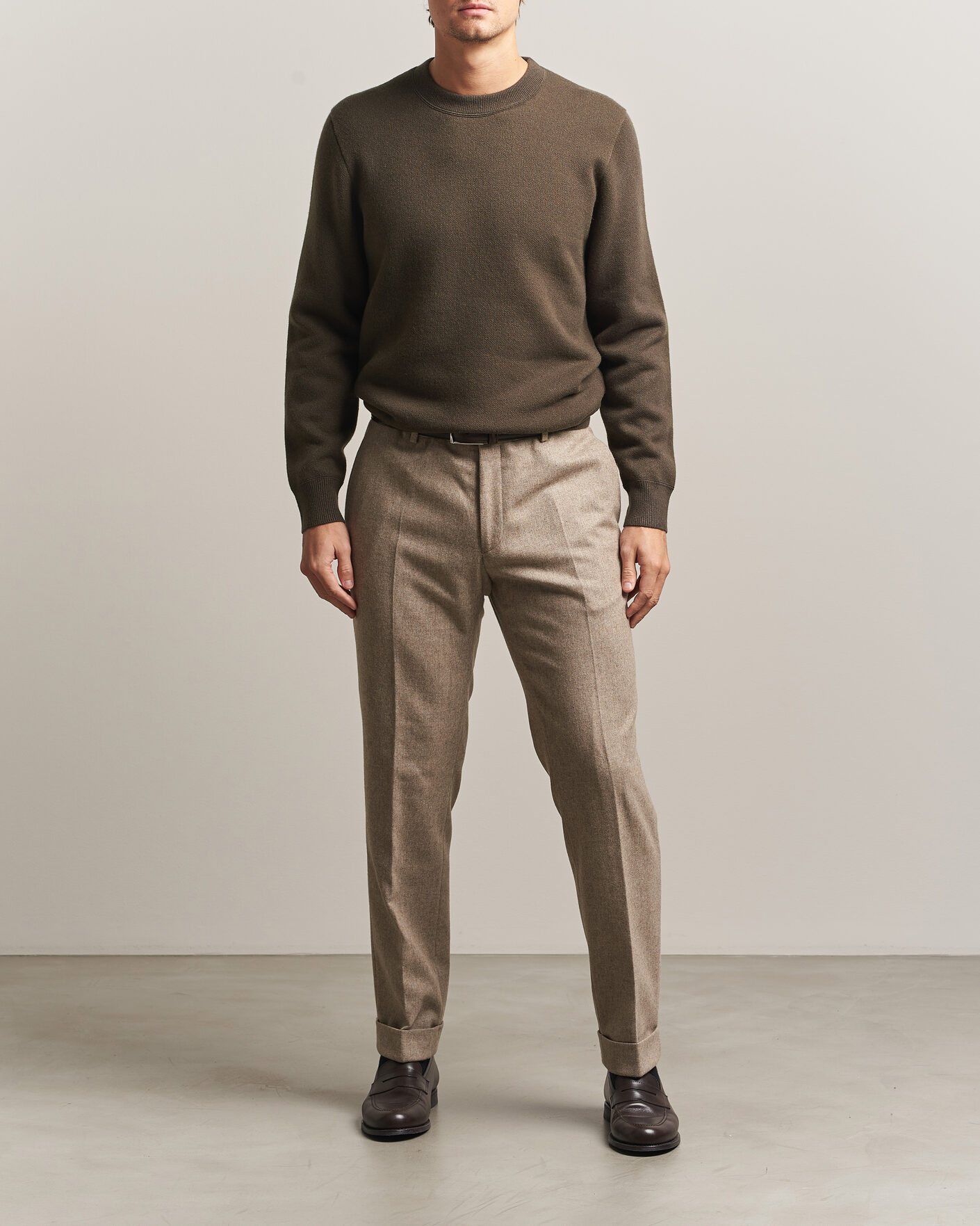 Herre | Gensere | BOSS CAMEL | Farrison Cashmere Knitted Sweater Open Green
